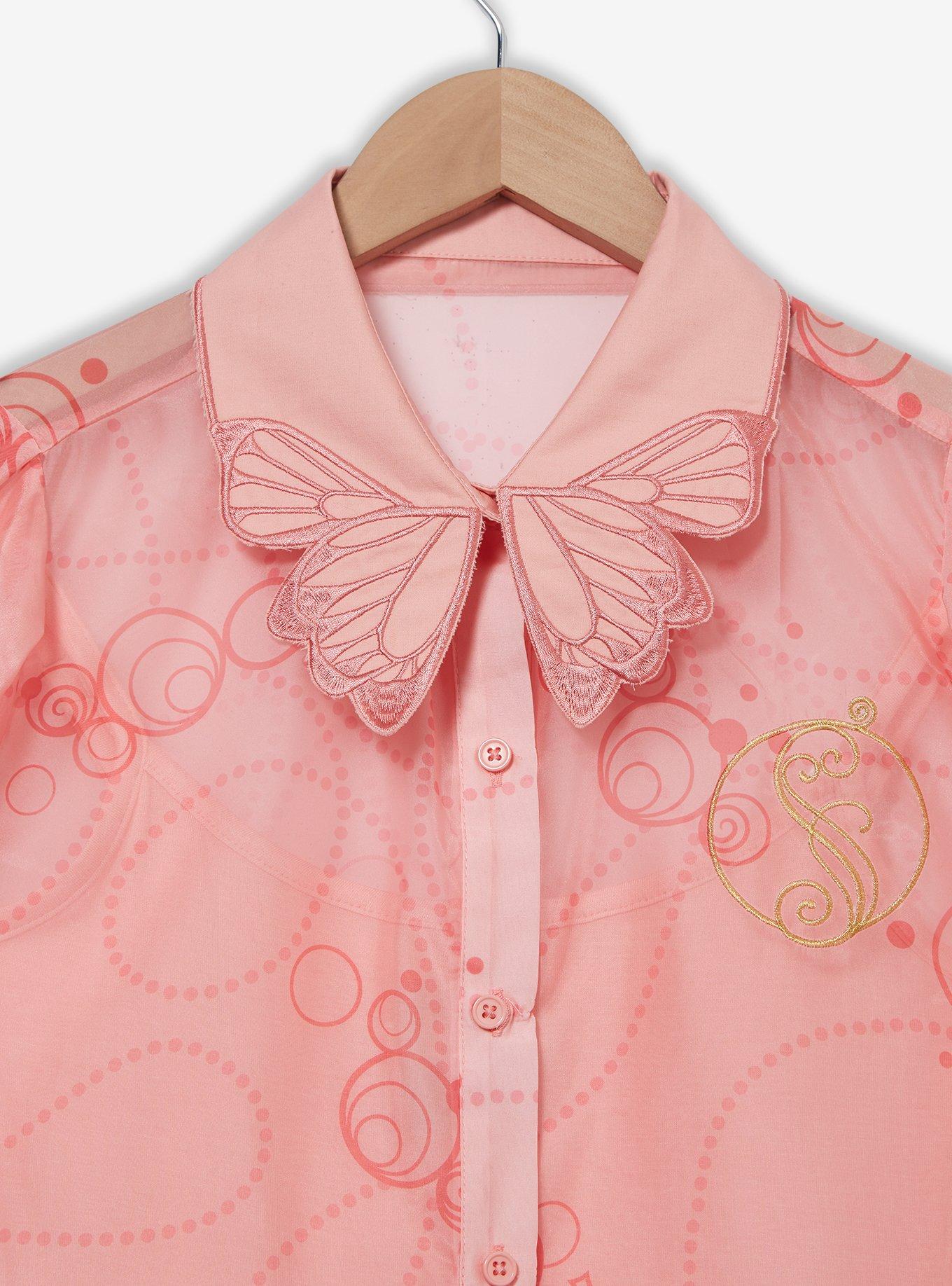 Wicked Glinda Butterfly & Bubble Sheer Button-Up Plus Size, LIGHT PINK, alternate