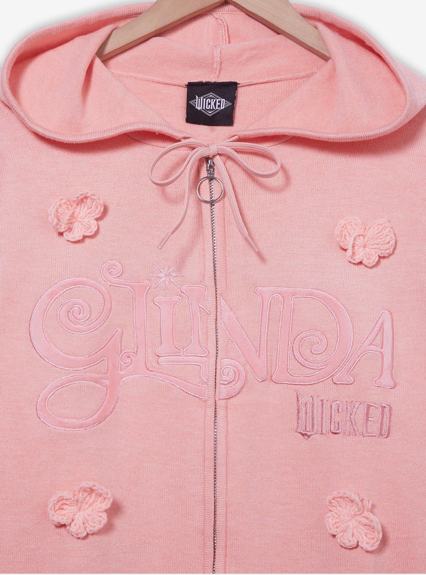 Wicked Glinda Floral Knit Zippered Hoodie, LIGHT PINK, alternate