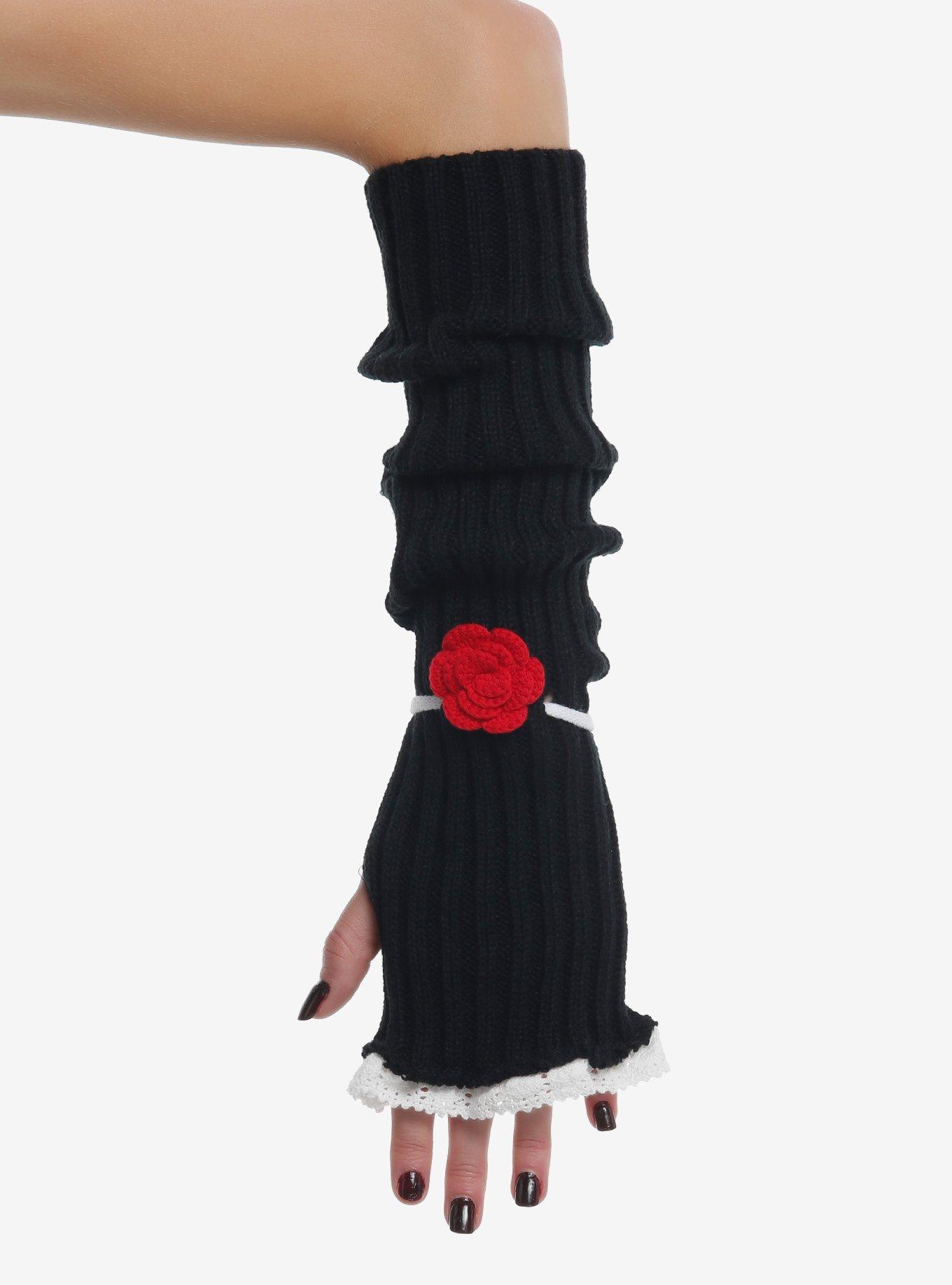 Red Rose Lace Slouchy Arm Warmers, , hi-res