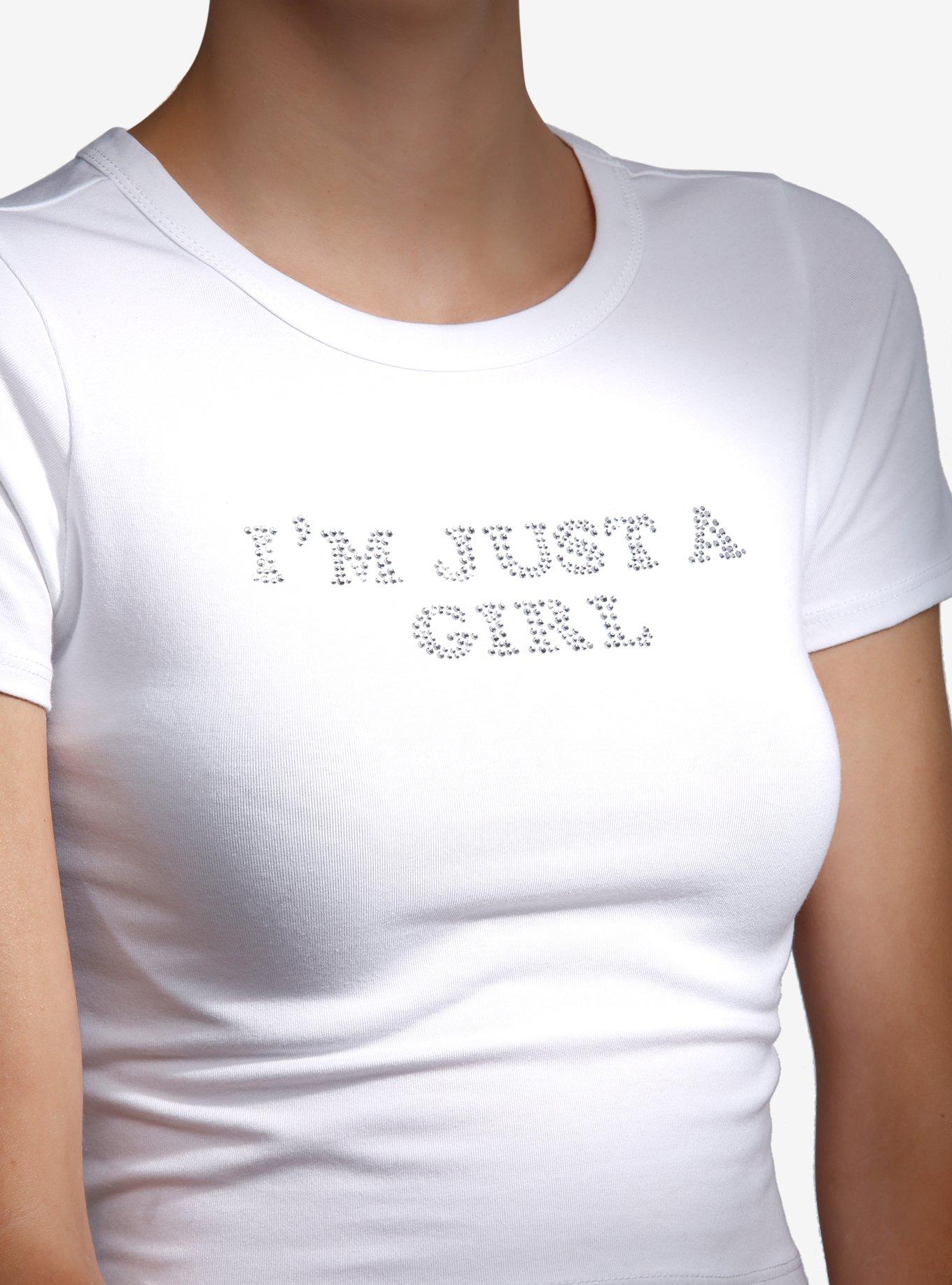 I'm Just A Girl Rhinestone Girls Baby T-Shirt, SILVER, alternate