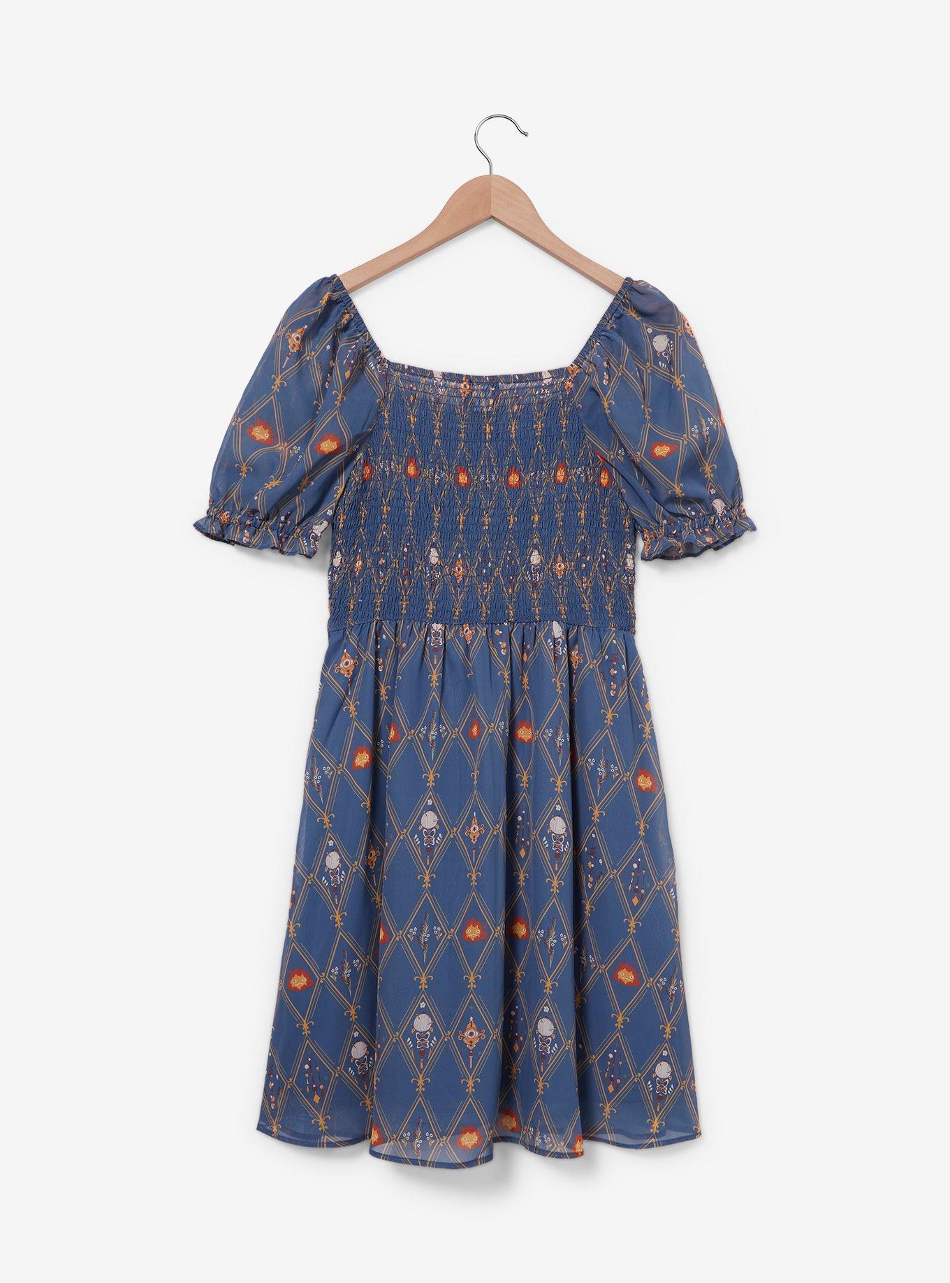 Studio Ghibli Howl's Moving Castle Diamond Icons Allover Print Smock Dress - BoxLunch Exclusive, , hi-res