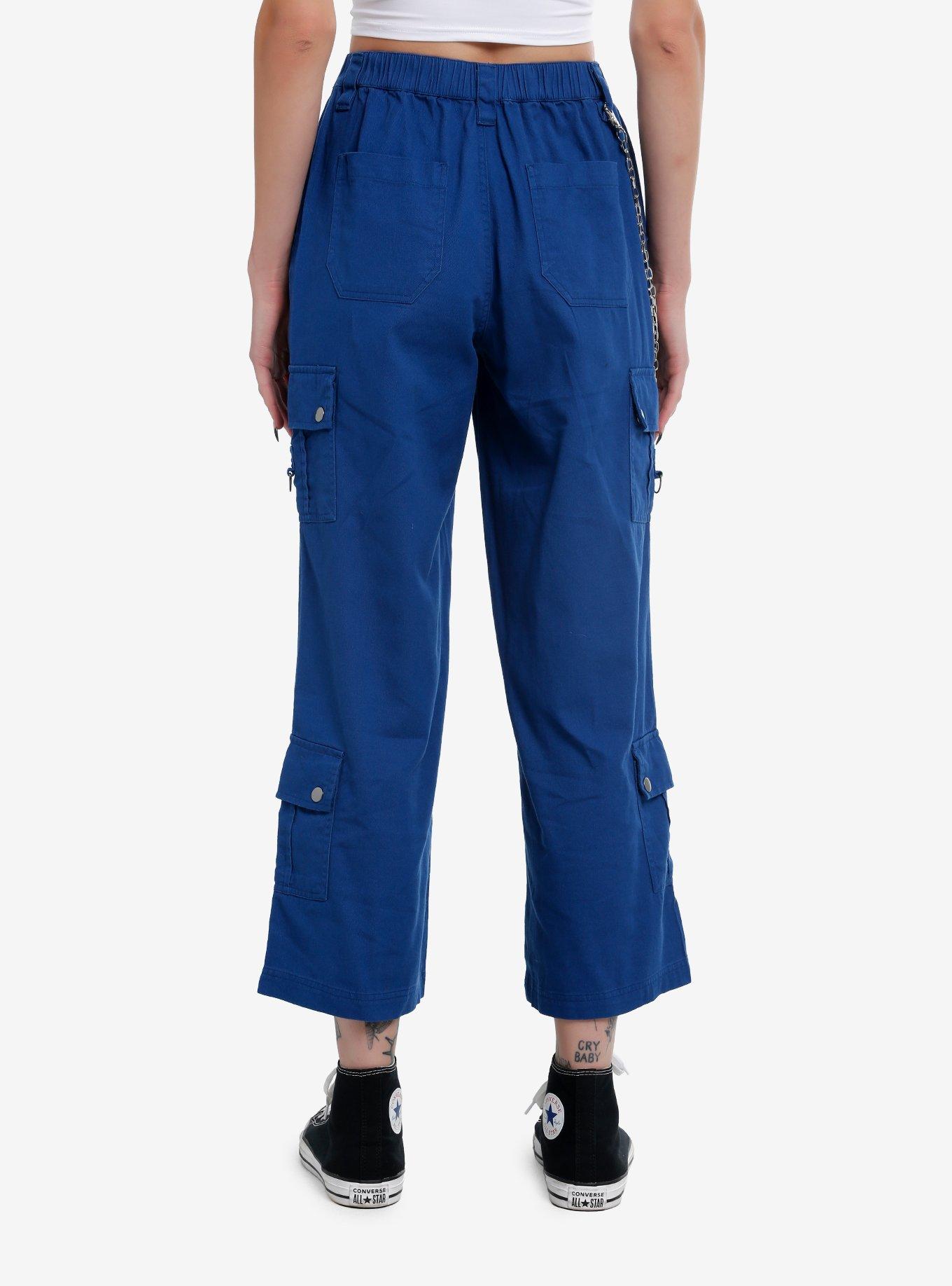 Blue Side Chain Cargo Skater Pants, , hi-res
