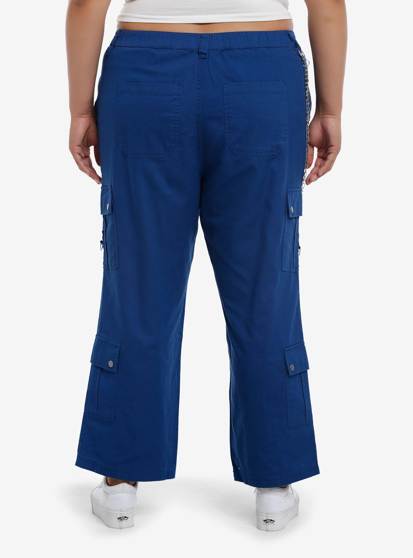 Blue Side Chain Cargo Skater Pants Plus