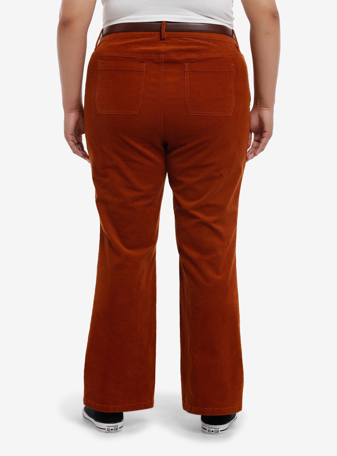 Burnt Orange Belted Corduroy Pants Plus