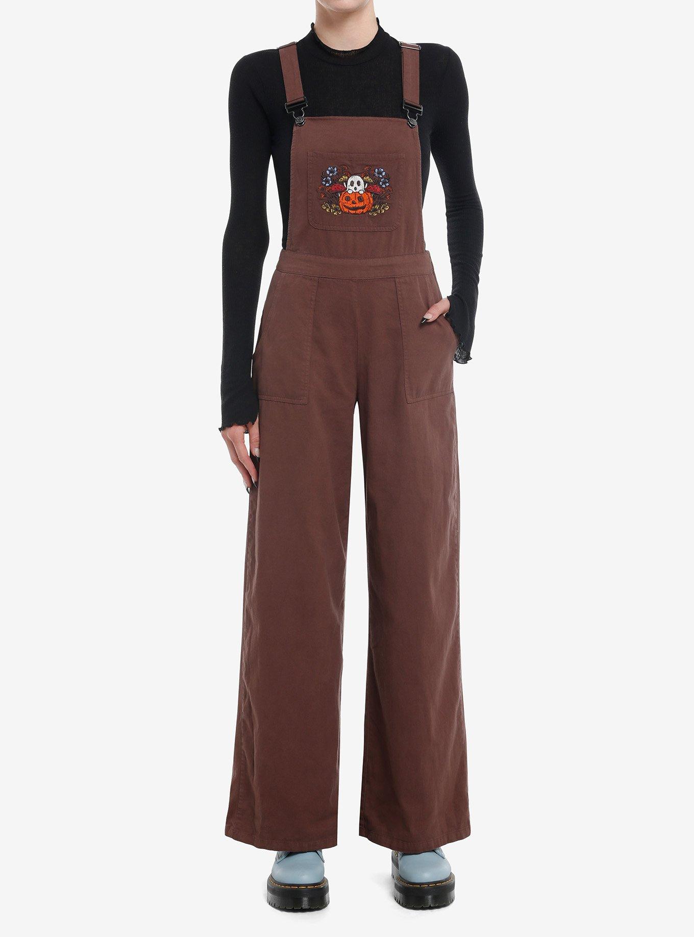 Thorn & Fable Brown Ghost Patch Overalls, BROWN, alternate