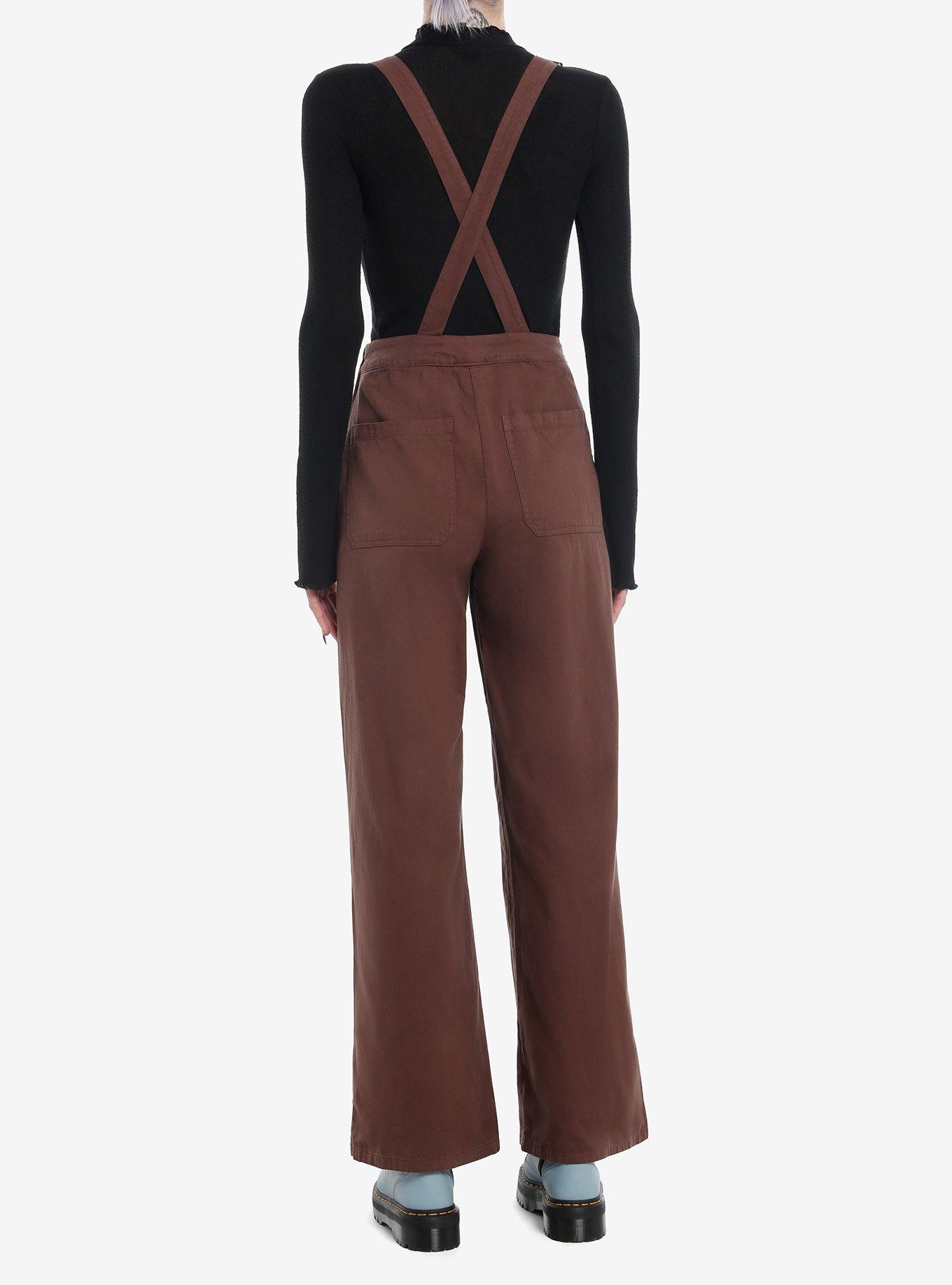 Thorn & Fable Brown Ghost Patch Overalls, BROWN, alternate