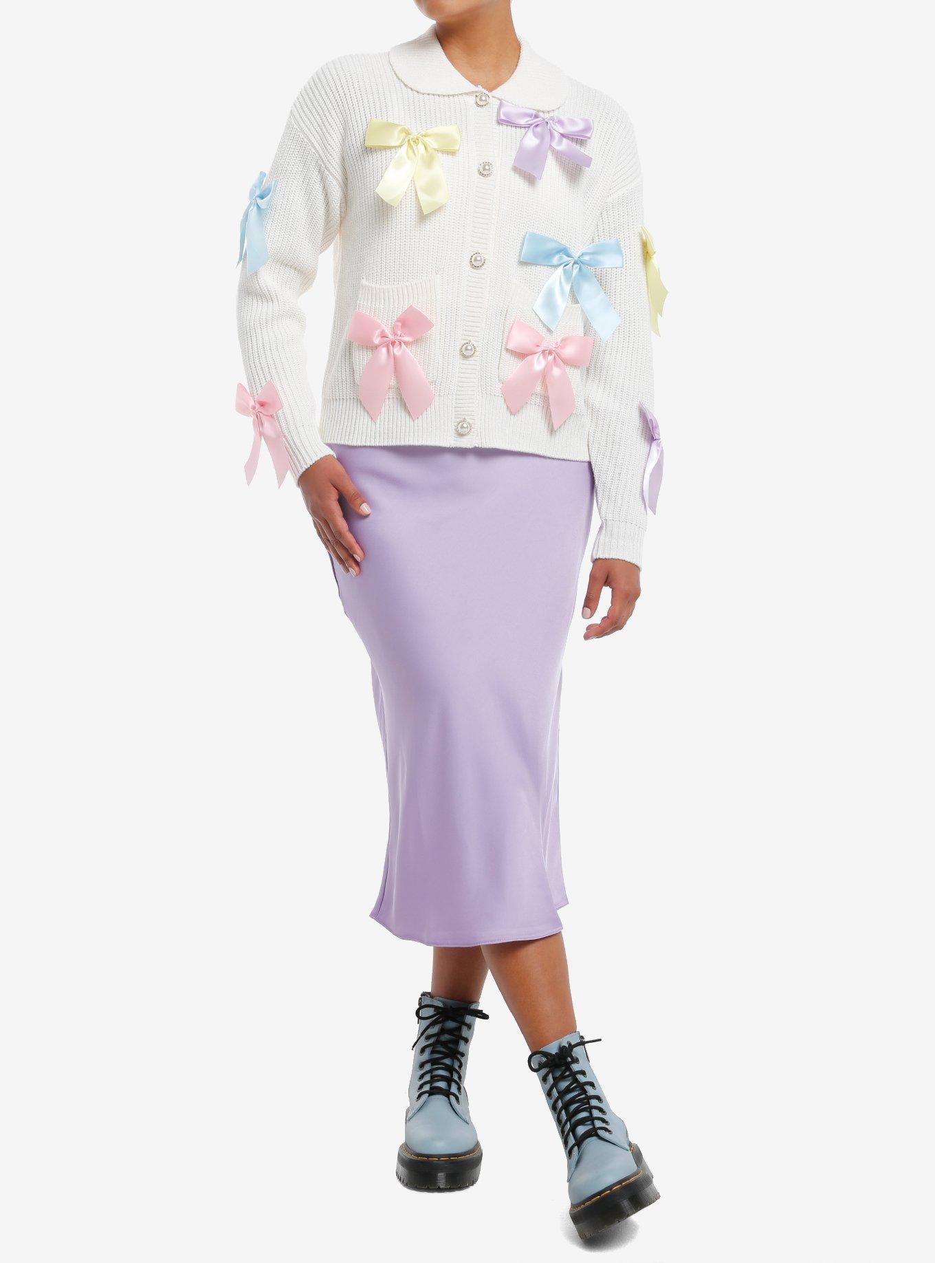 Sweet Society Pastel Bow Pearl Button Girls Cardigan, MULTI, alternate