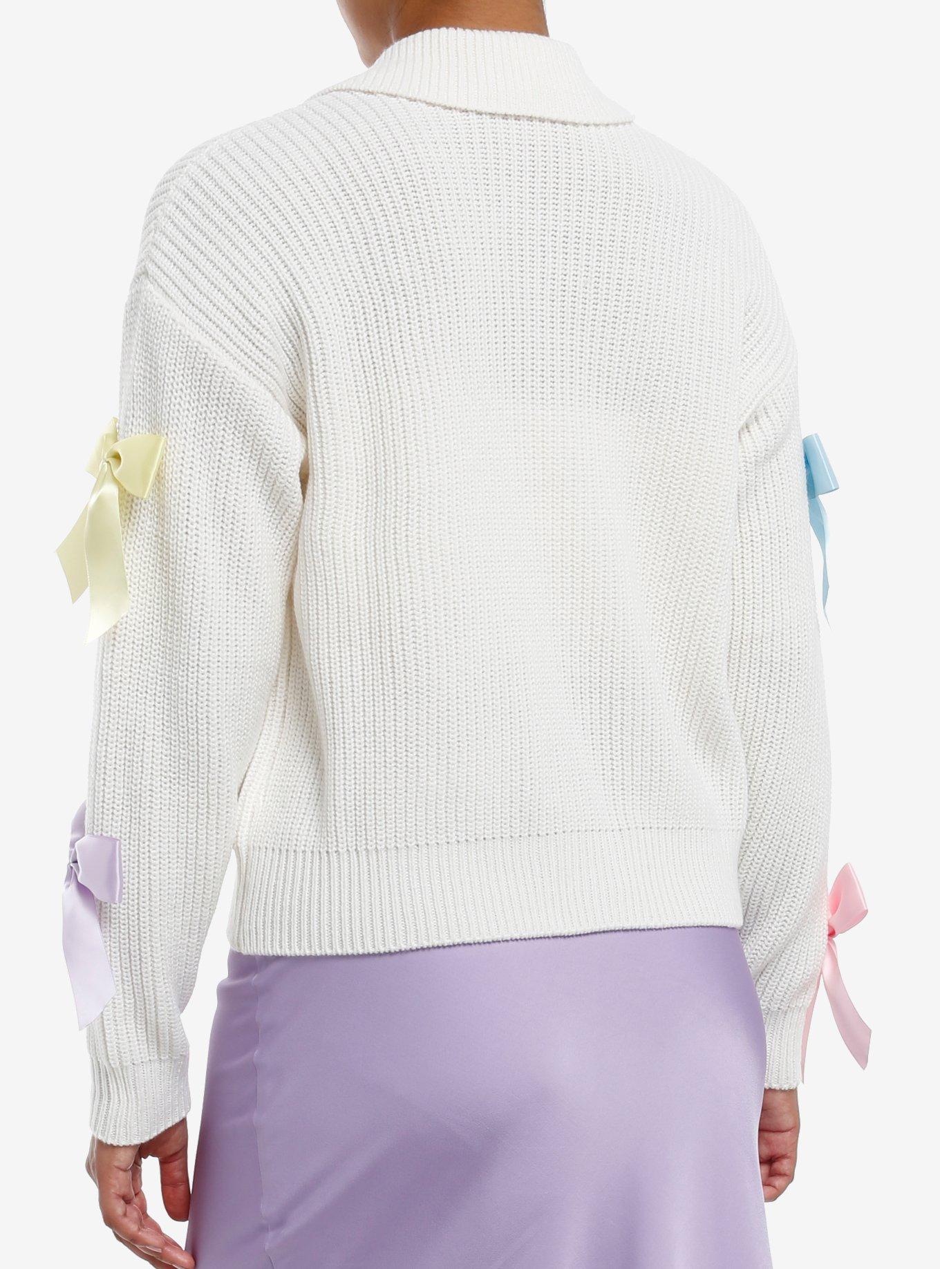 Sweet Society Pastel Bow Pearl Button Girls Cardigan, MULTI, alternate
