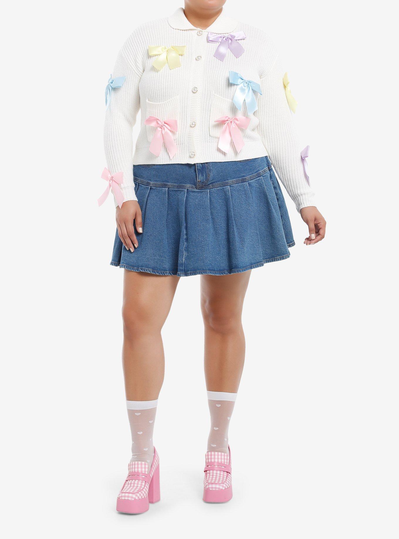 Sweet Society Pastel Bow Pearl Button Girls Cardigan Plus Size, , hi-res