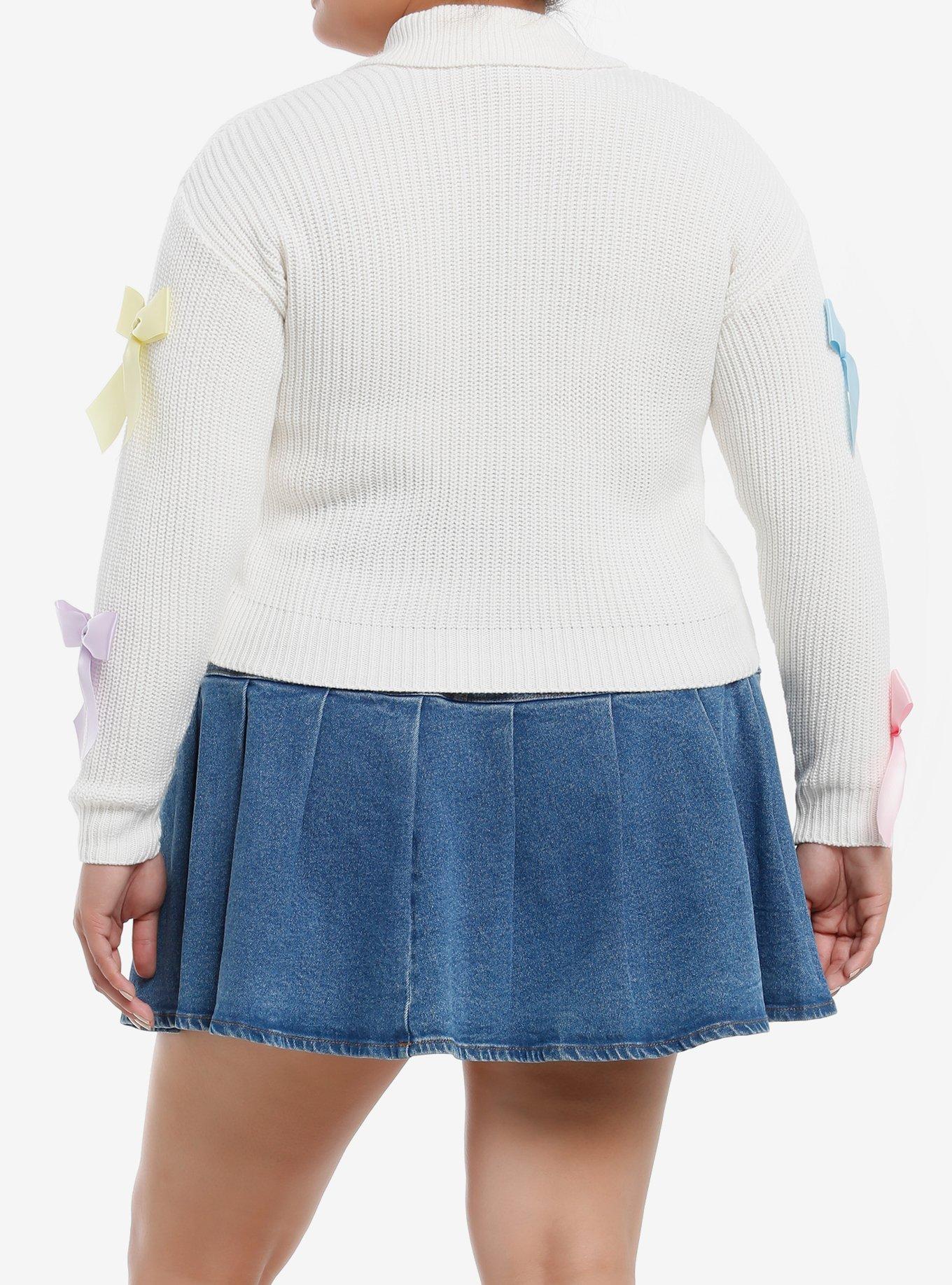 Sweet Society Pastel Bow Pearl Button Girls Cardigan Plus Size, MULTI, alternate