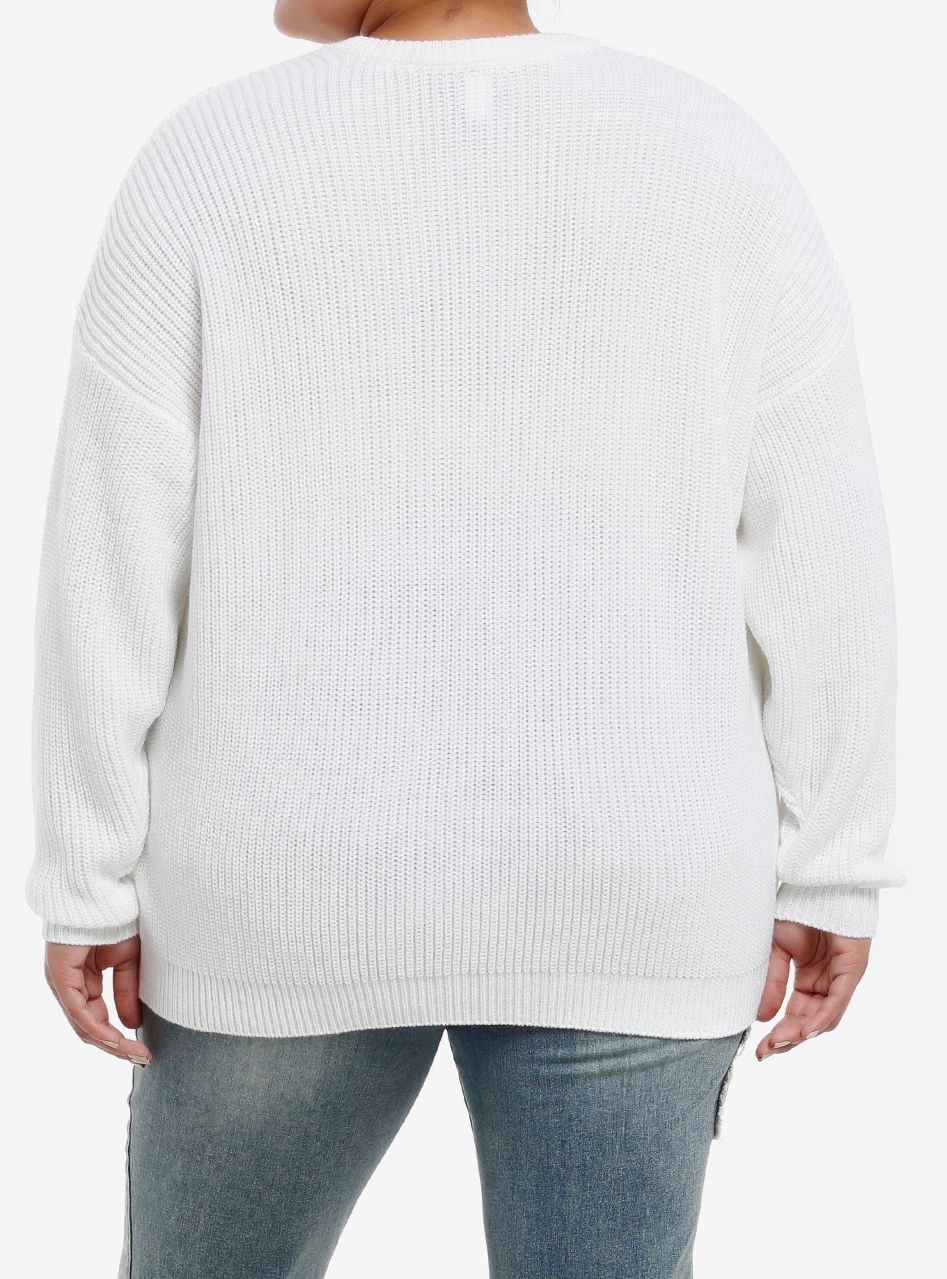 Sweet Society Kitten Portrait Knit Girls Oversized Sweater Plus Size, , hi-res