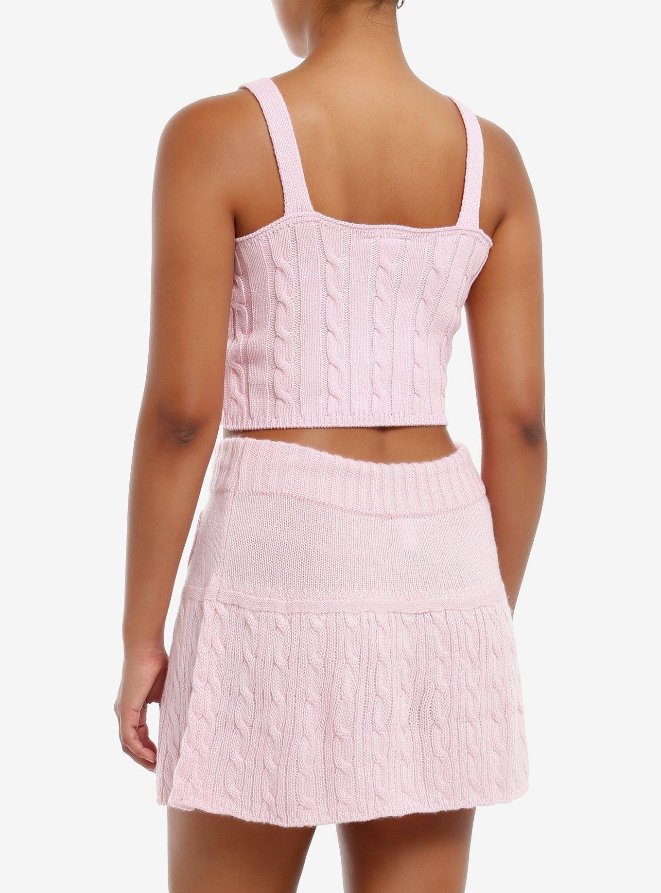 Sweet Society Pastel Pink Cable Knit Girls Cami, PINK, alternate