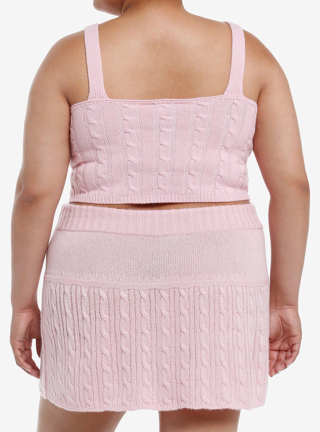 Sweet Society Pastel Pink Cable Knit Girls Cami Plus