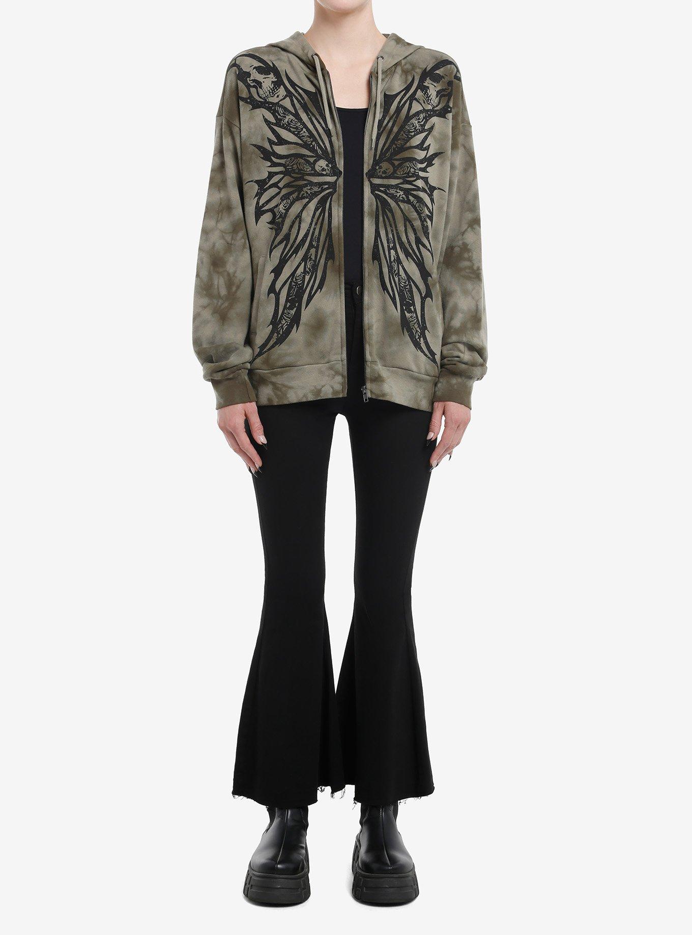 Thorn & Fable Skeleton Fairy Wings Tie-Dye Girls Hoodie, , hi-res