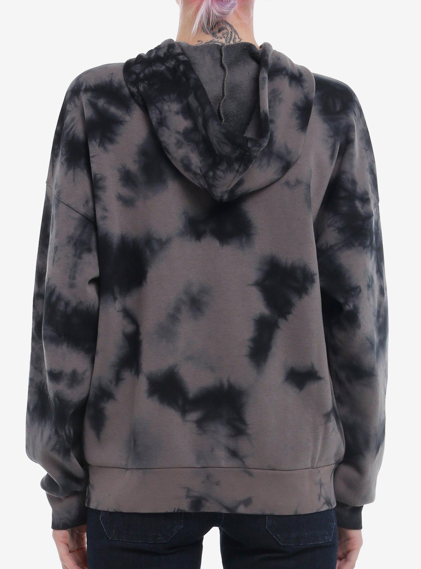 Thorn & Fable Skeleton Fairy Rhinestone Tie-Dye Girls Hoodie, BLACK, alternate
