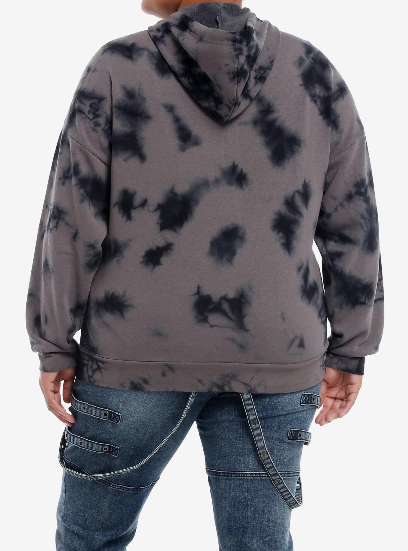 Thorn & Fable Skeleton Fairy Rhinestone Tie-Dye Girls Hoodie Plus Size, BLACK, alternate