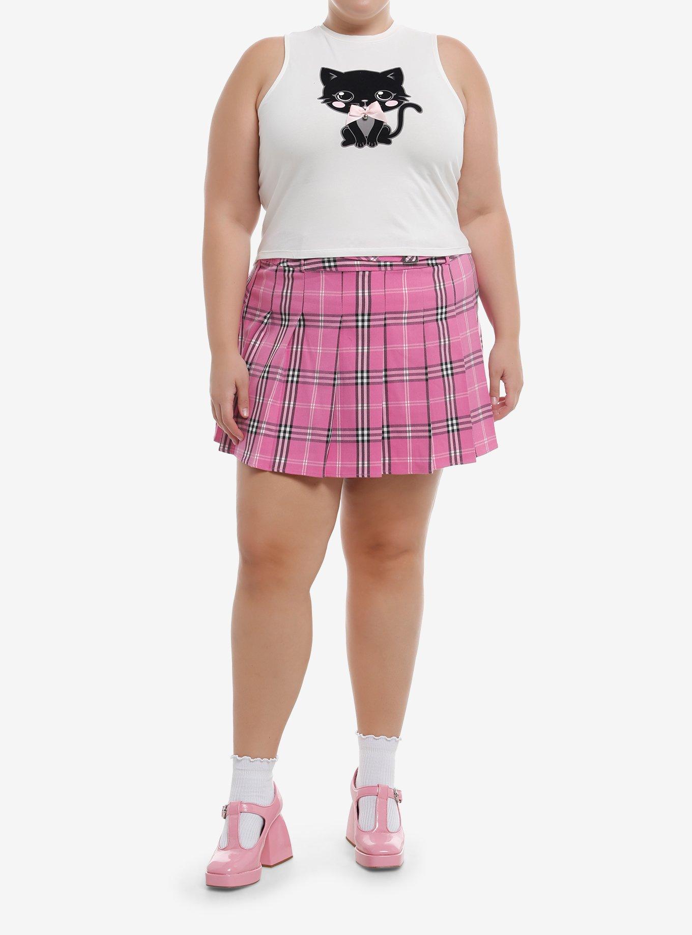 Sweet Society Black Cat Bow Girls Tank Top Plus Size, , hi-res