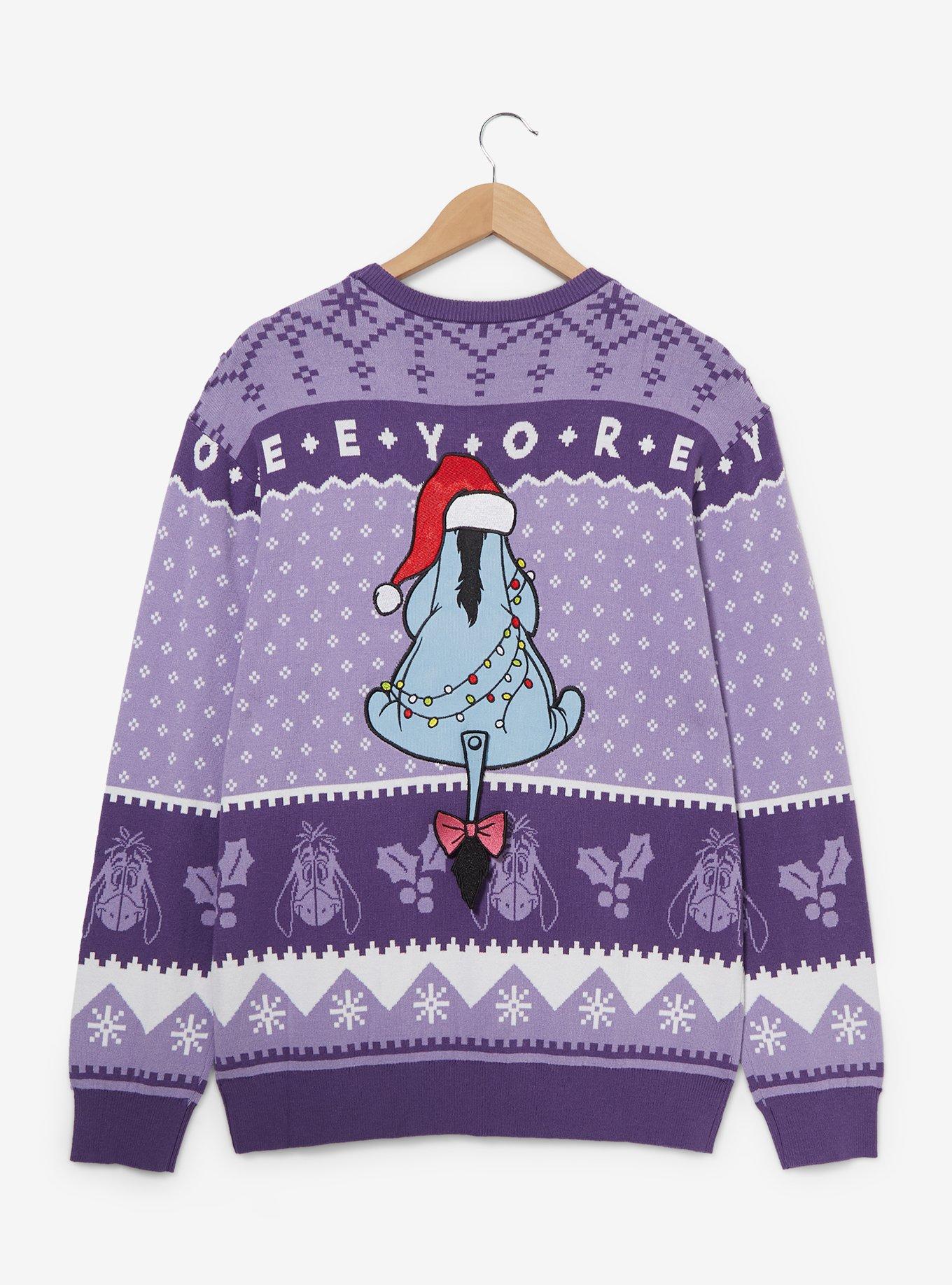 Our Universe Disney Winnie the Pooh Eeyore Patterned Holiday Sweater - BoxLunch Exclusive, LIGHT PURPLE, alternate