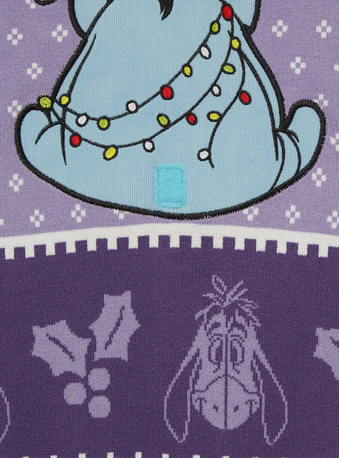 Our Universe Disney Winnie the Pooh Eeyore Patterned Holiday Sweater - BoxLunch Exclusive, LIGHT PURPLE, alternate