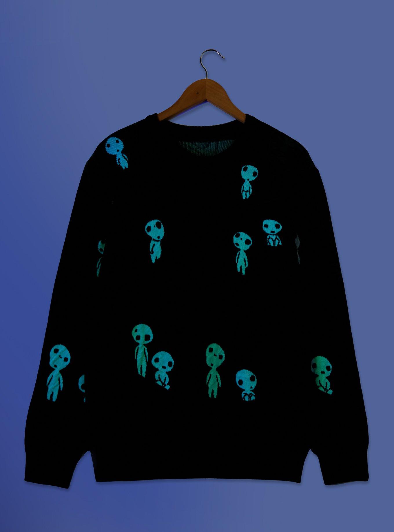 Our Universe Studio Ghibli Princess Mononoke Kodama Forest Glow-in-the-Dark Sweater - BoxLunch Exclusive, NAVY, alternate