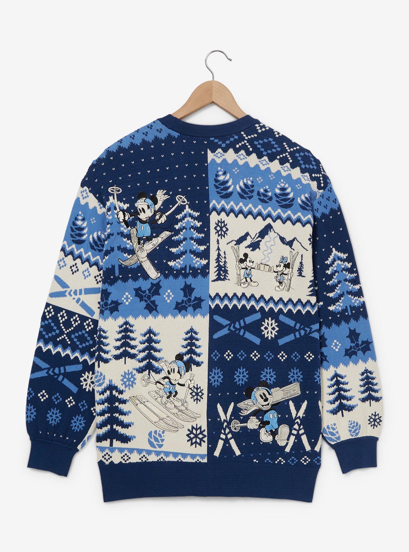 Her Universe Disney Mickey & Minnie Mouse Skiing Patterned Women's Cardigan - BoxLunch Exclusive, BLUE, alternate