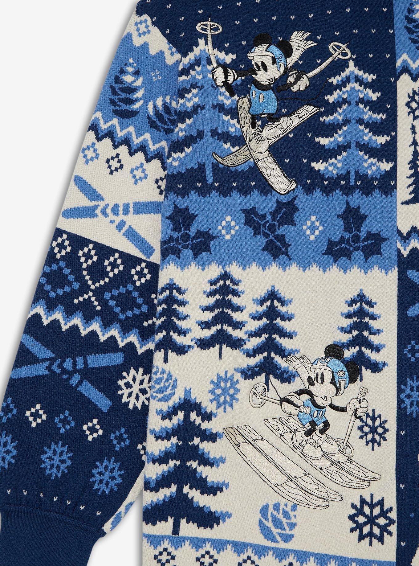 Her Universe Disney Mickey & Minnie Mouse Skiing Patterned Women's Cardigan - BoxLunch Exclusive, BLUE, alternate