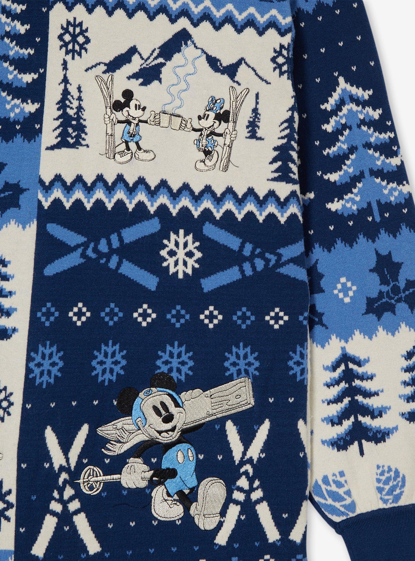 Her Universe Disney Mickey & Minnie Mouse Skiing Patterned Women's Cardigan - BoxLunch Exclusive, BLUE, alternate