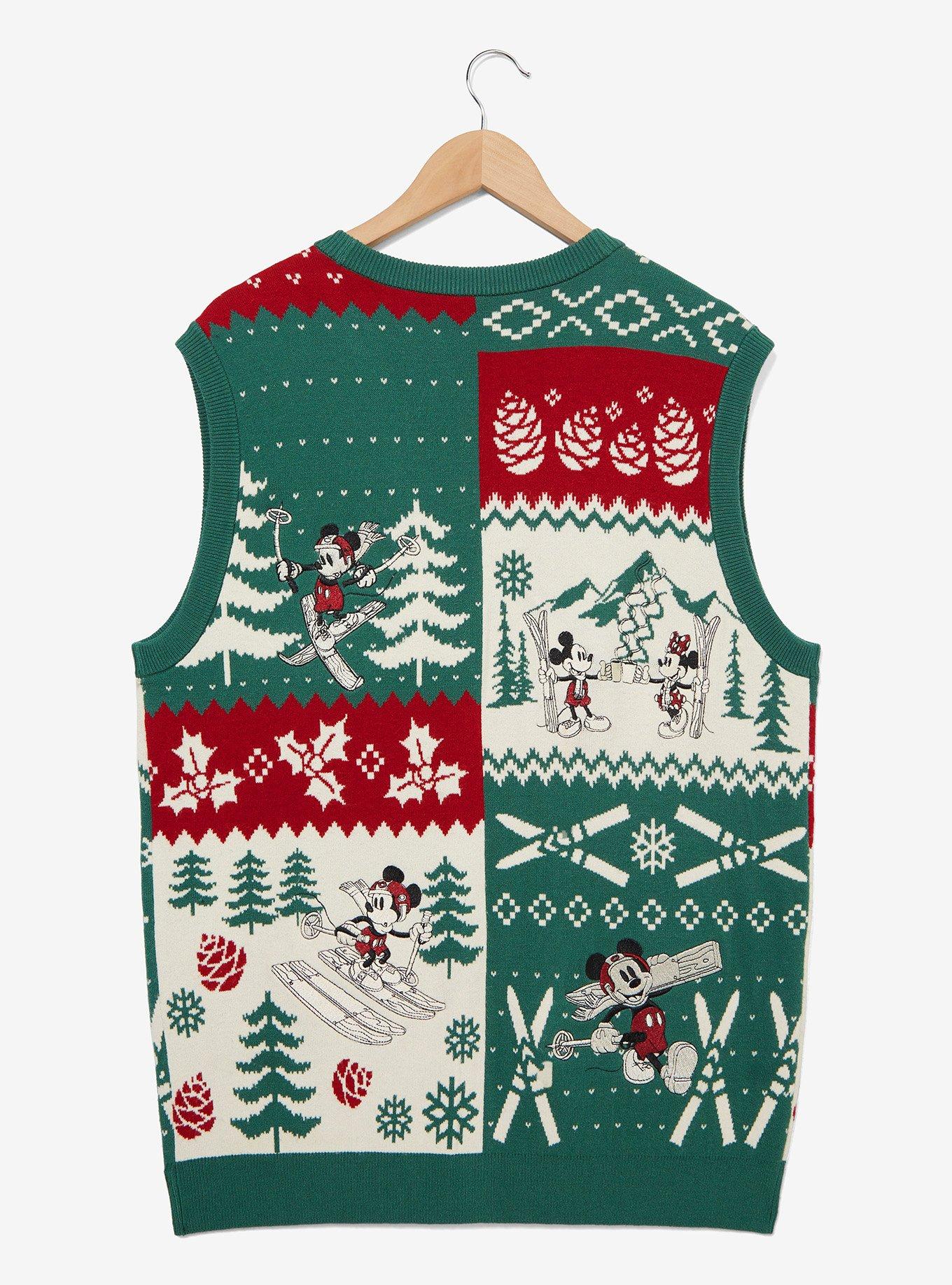 Our Universe Disney Mickey Mouse Skiing Embroidered Sweater Vest — BoxLunch Exclusive, SAGE, alternate