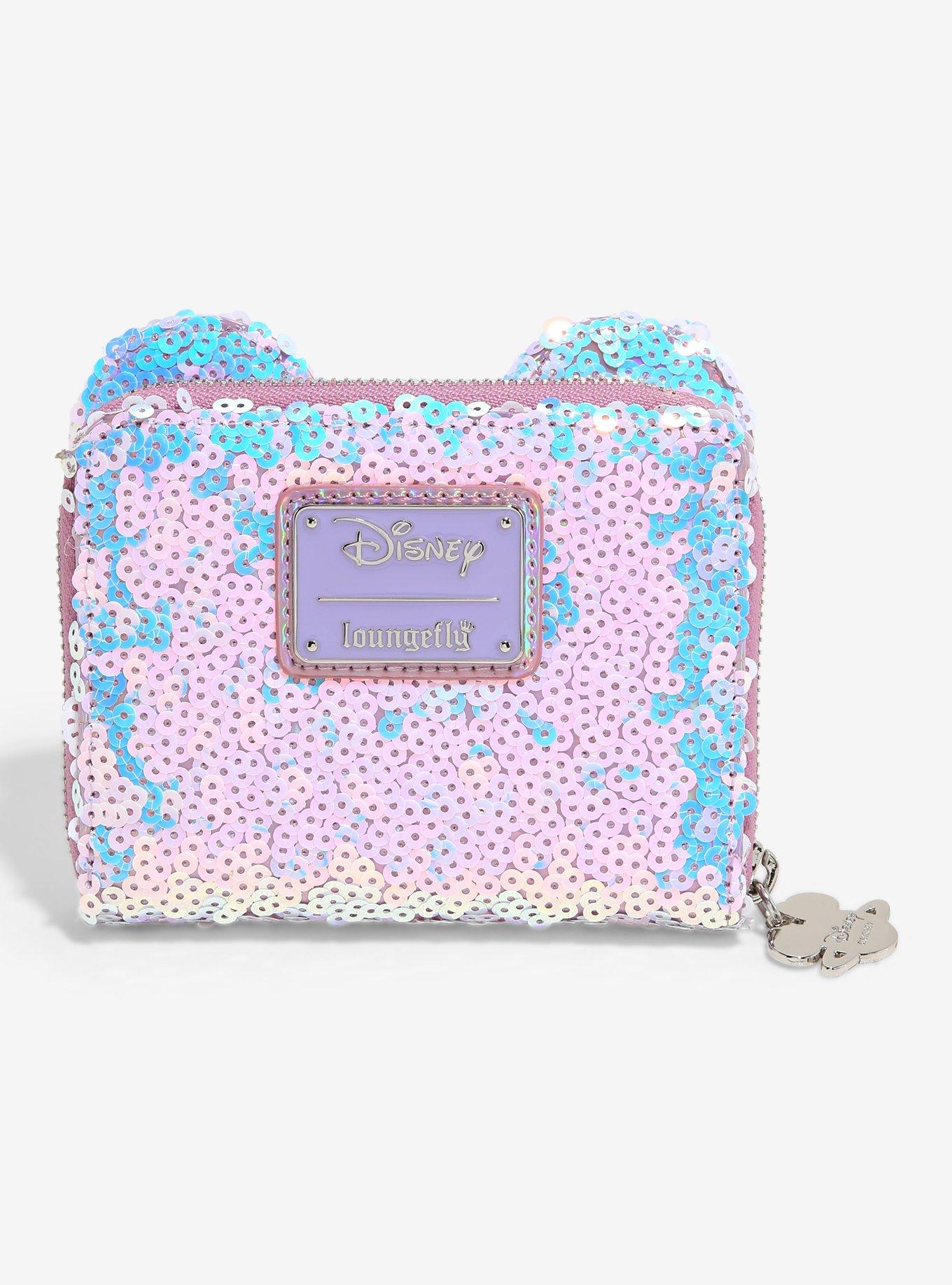 Loungefly Disney Minnie Mouse Ears Holographic Sequined Small Zip Wallet, , alternate