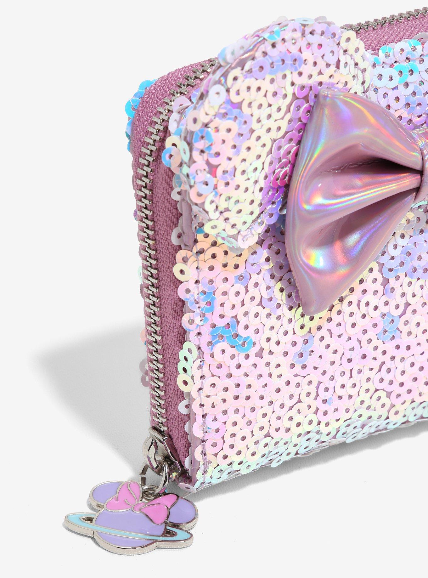 Loungefly Disney Minnie Mouse Ears Holographic Sequined Small Zip Wallet, , alternate