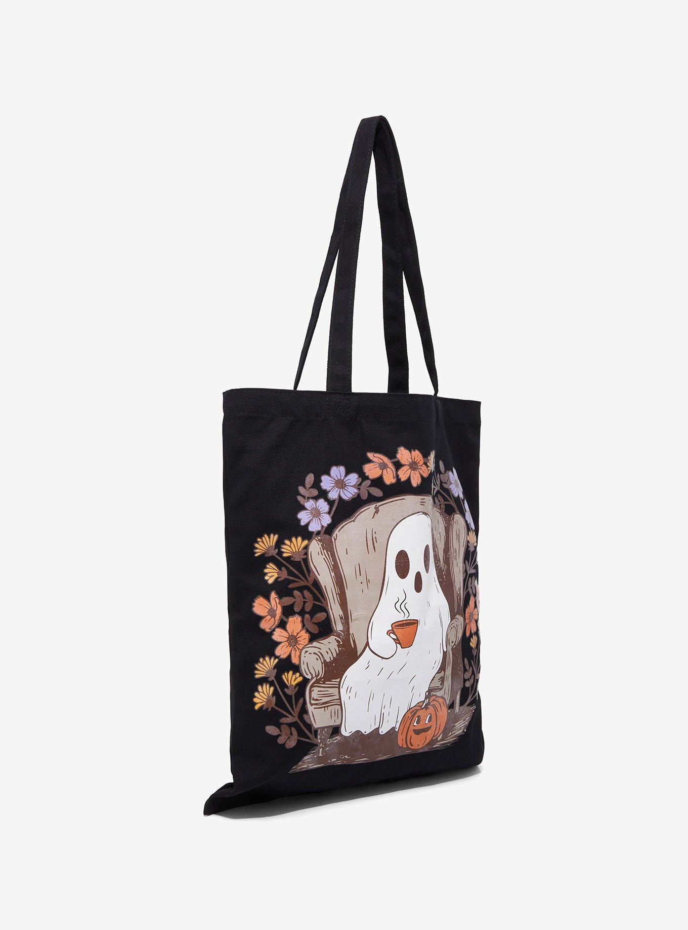 Cozy Ghost Fall Canvas Tote Bag, , alternate
