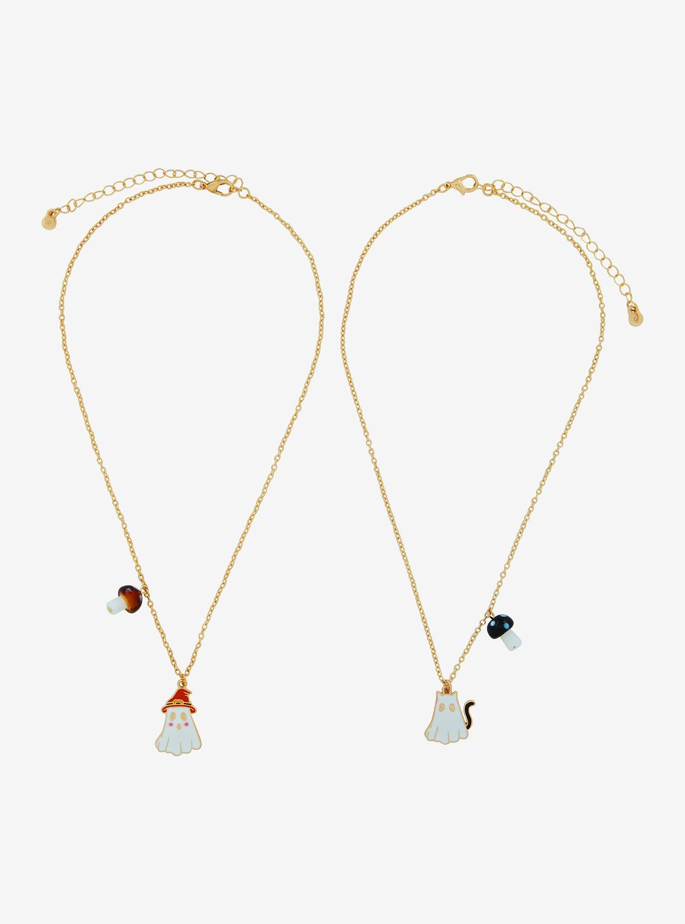 Thorn & Fable Witch Cat Ghost Best Friend Necklace Set