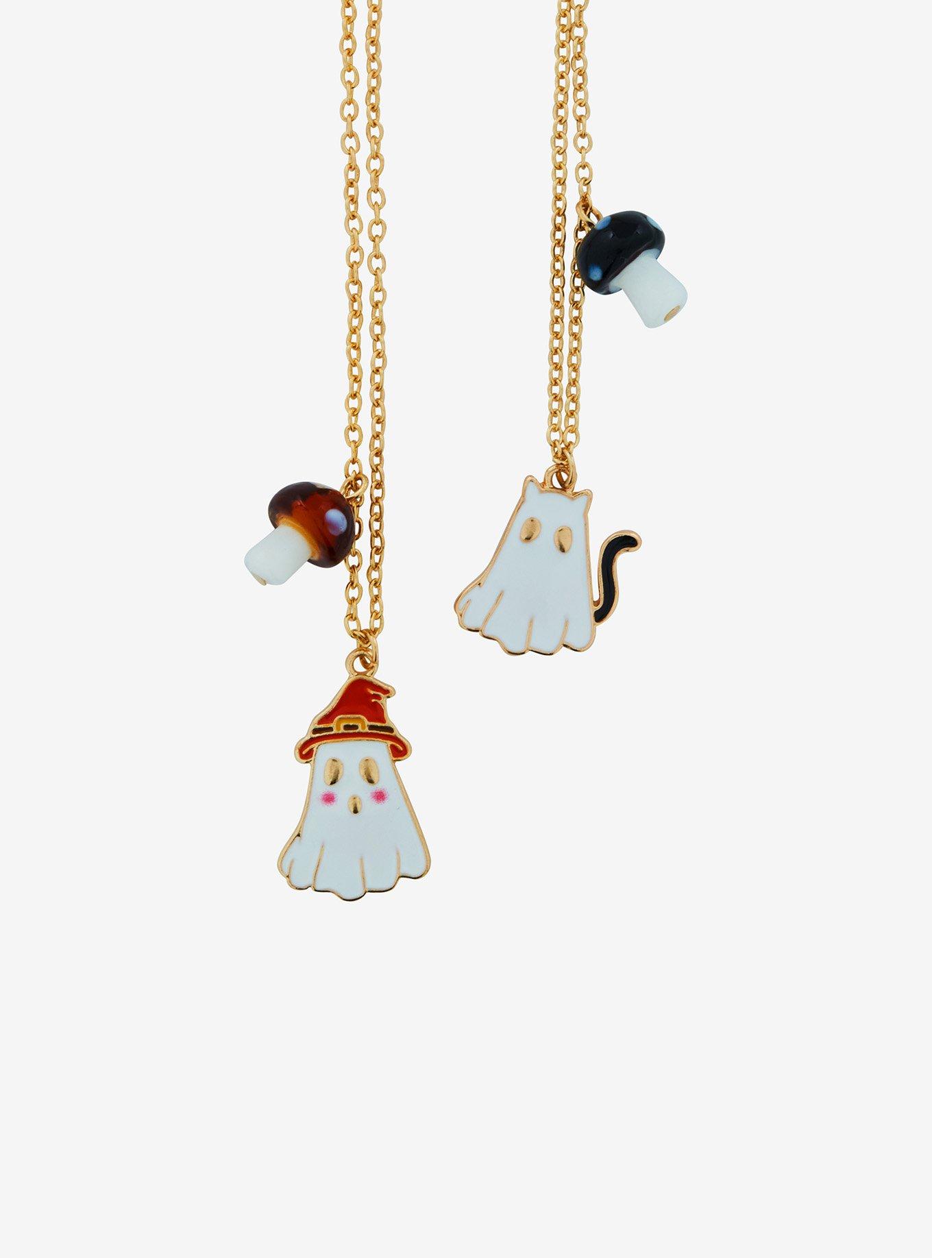 Thorn & Fable Witch Cat Ghost Best Friend Necklace Set