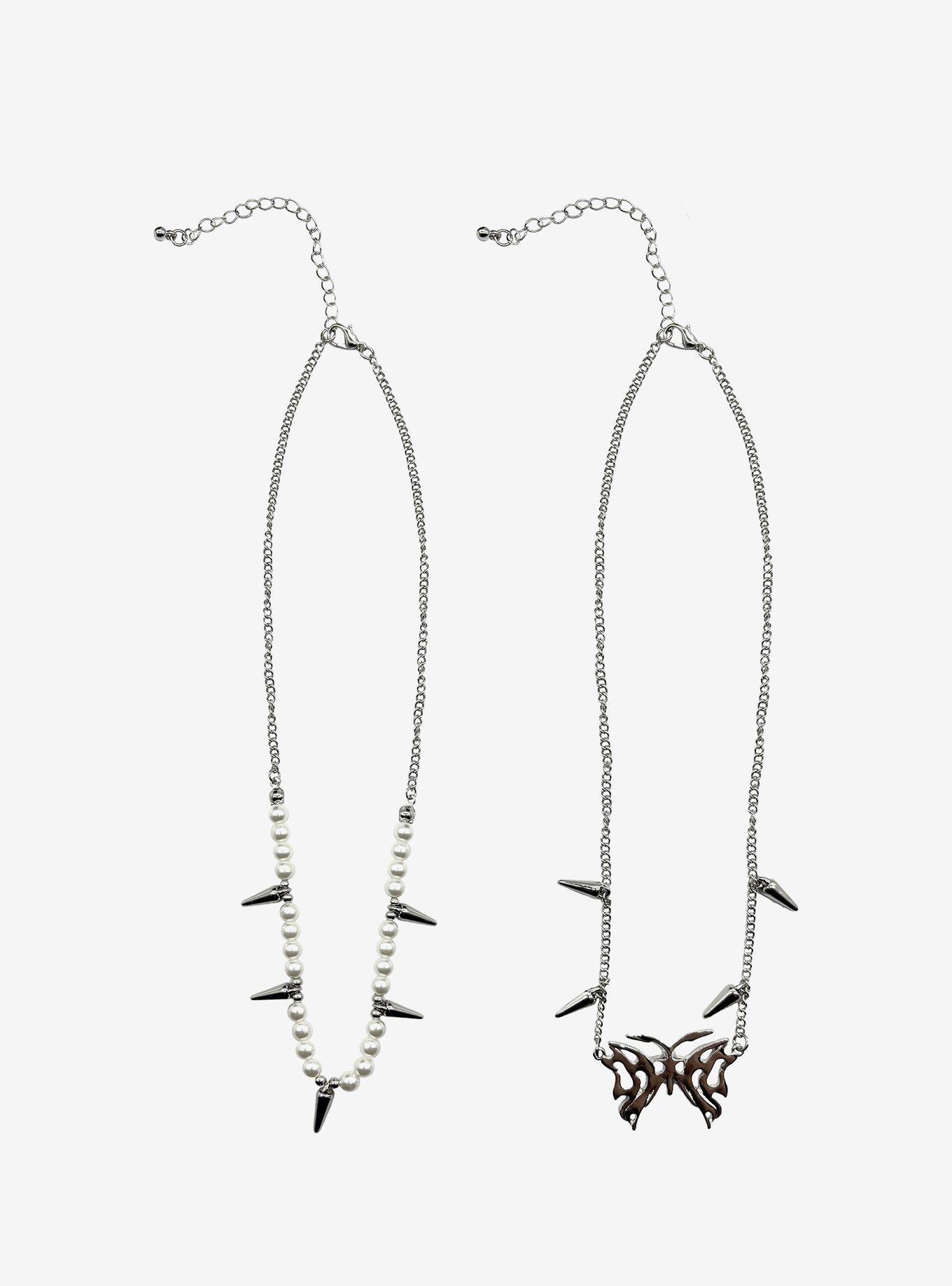 Social Collision Butterfly Spike Pearl Necklace Set, , hi-res