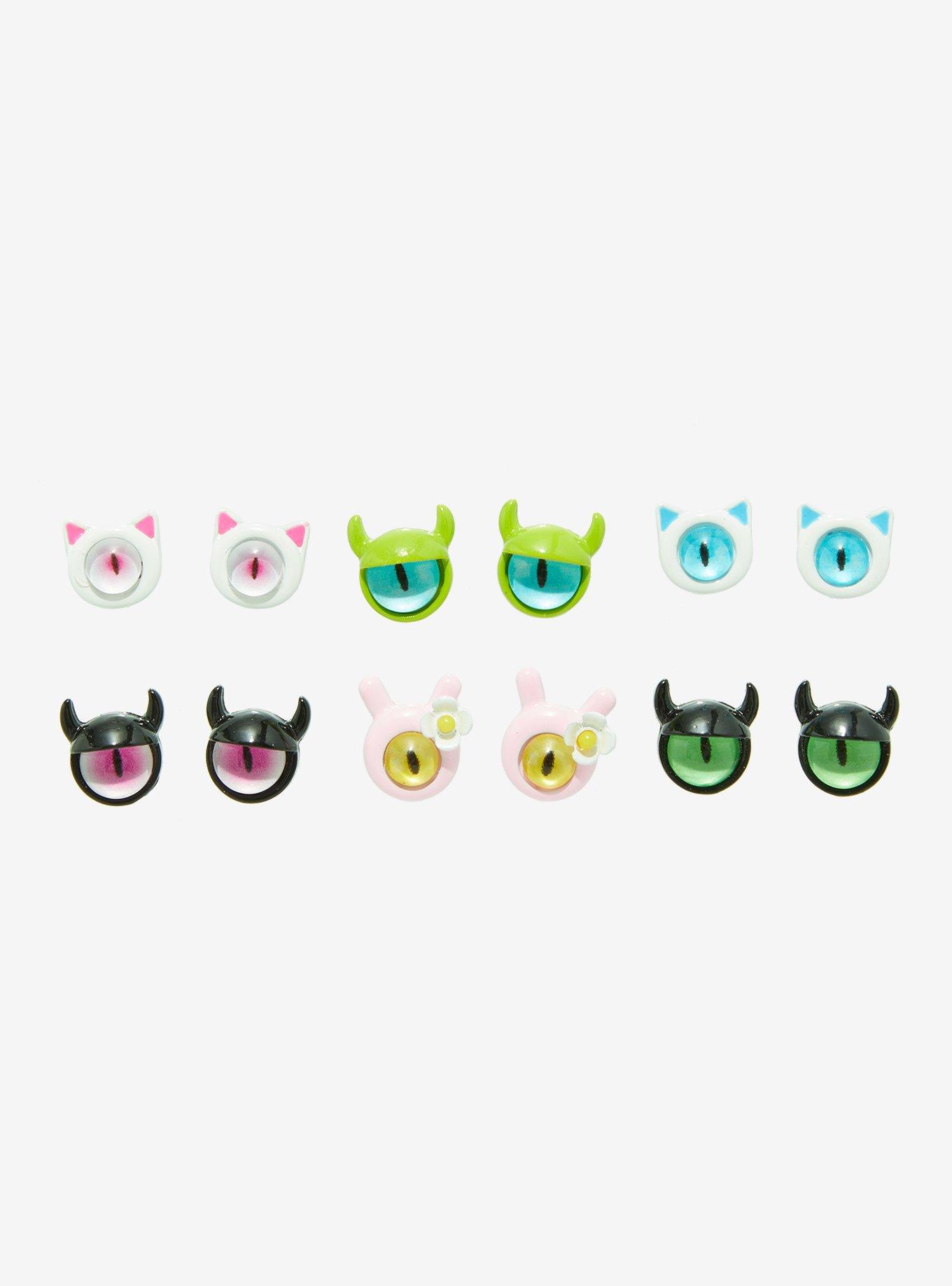 Social Collision Monster Eyes Stud Earring Set, , alternate