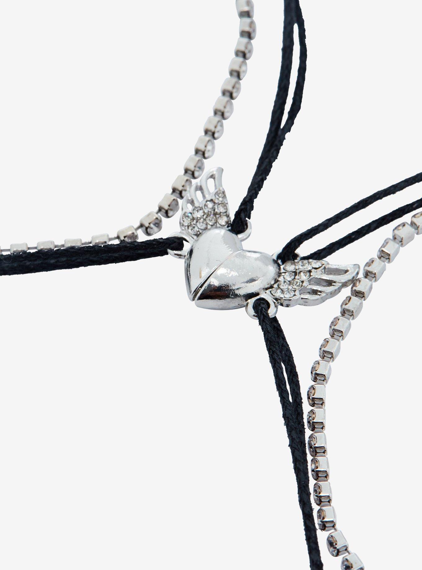 Social Collision Winged Heart Magnet Best Friend Bracelet Set, , alternate