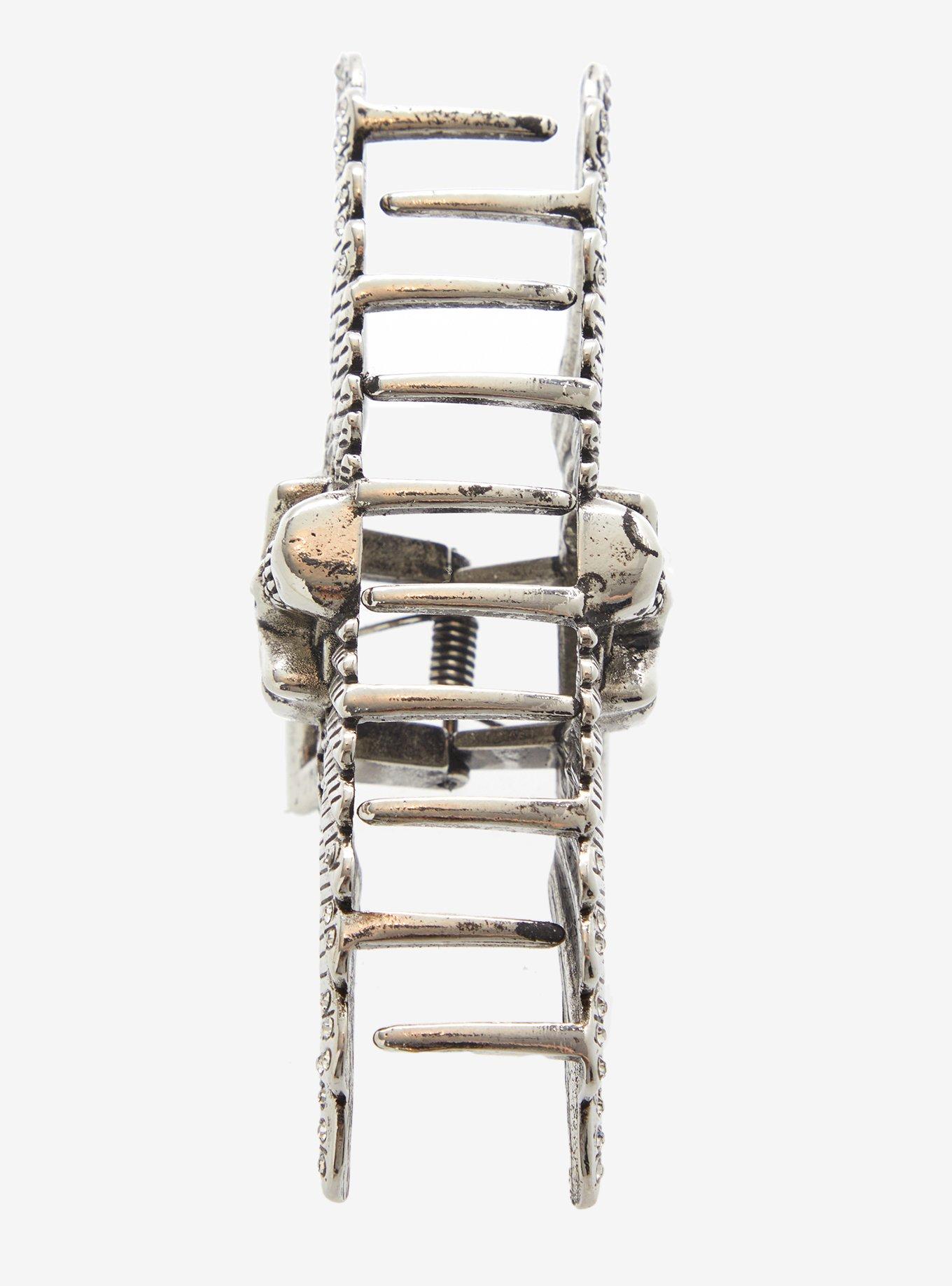 Social Collision Winged Skull Claw Hair Clip, , alternate