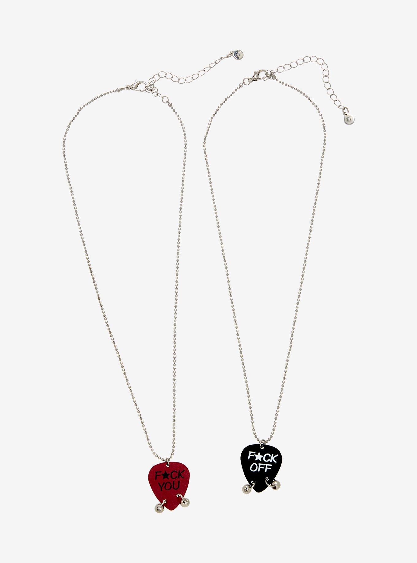 Social Collision Guitar Pick Best Friend Necklace Set, , hi-res