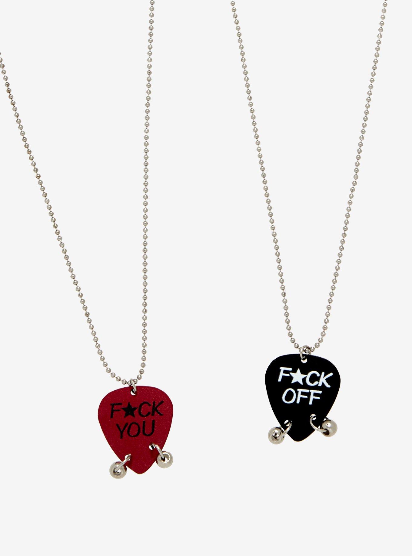 Social Collision Guitar Pick Best Friend Necklace Set, , alternate