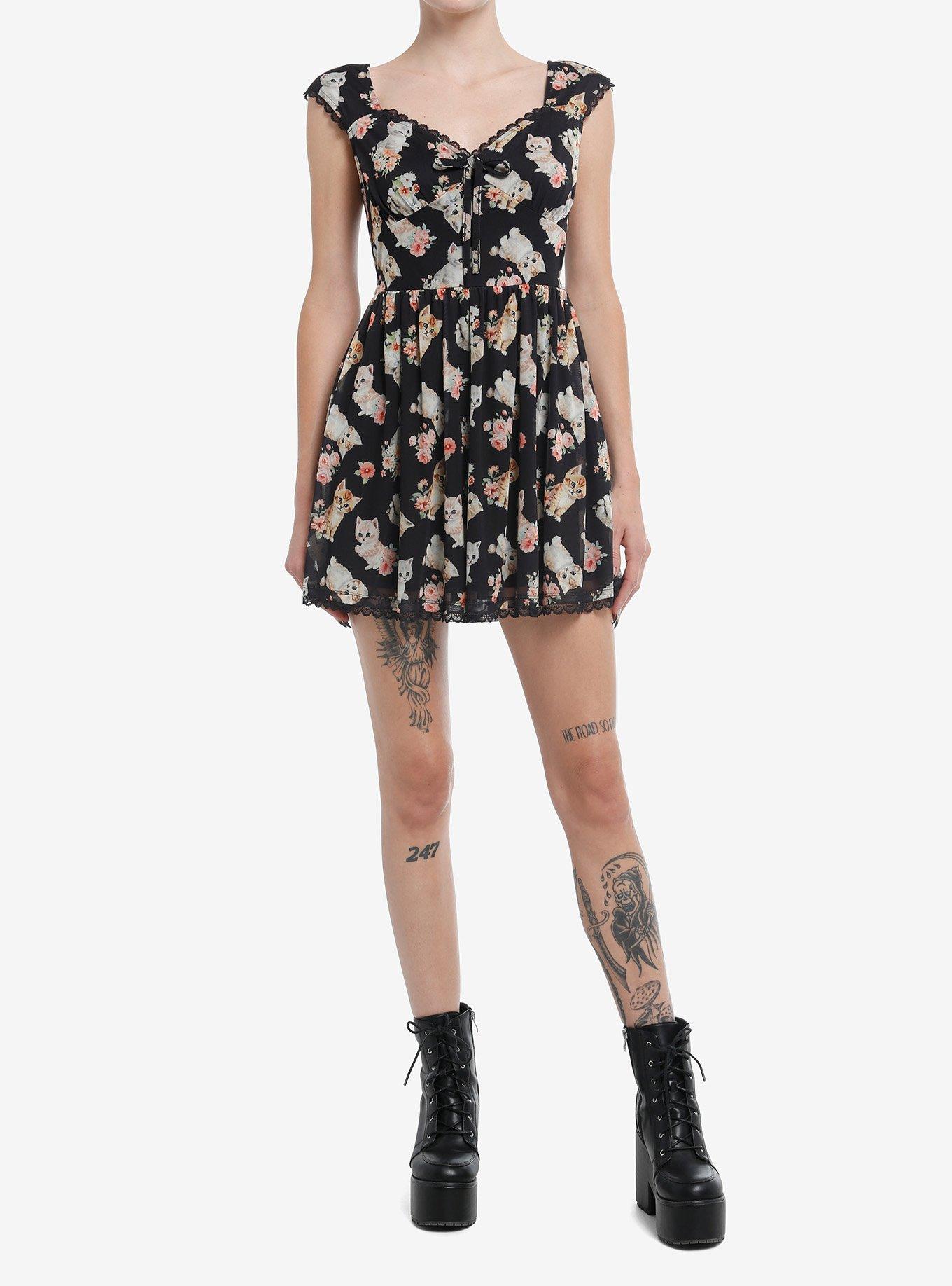 Sweet Society Kitten Roses Lace Mesh Dress, MULTI, alternate