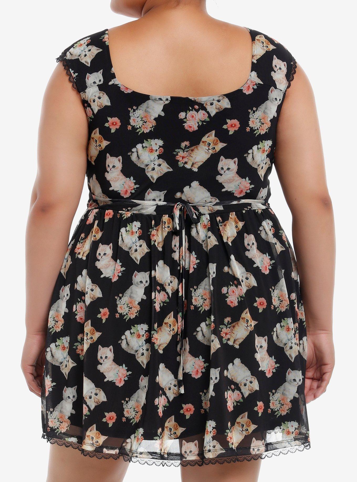 Sweet Society Kitten Roses Lace Mesh Dress Plus Size, MULTI, alternate