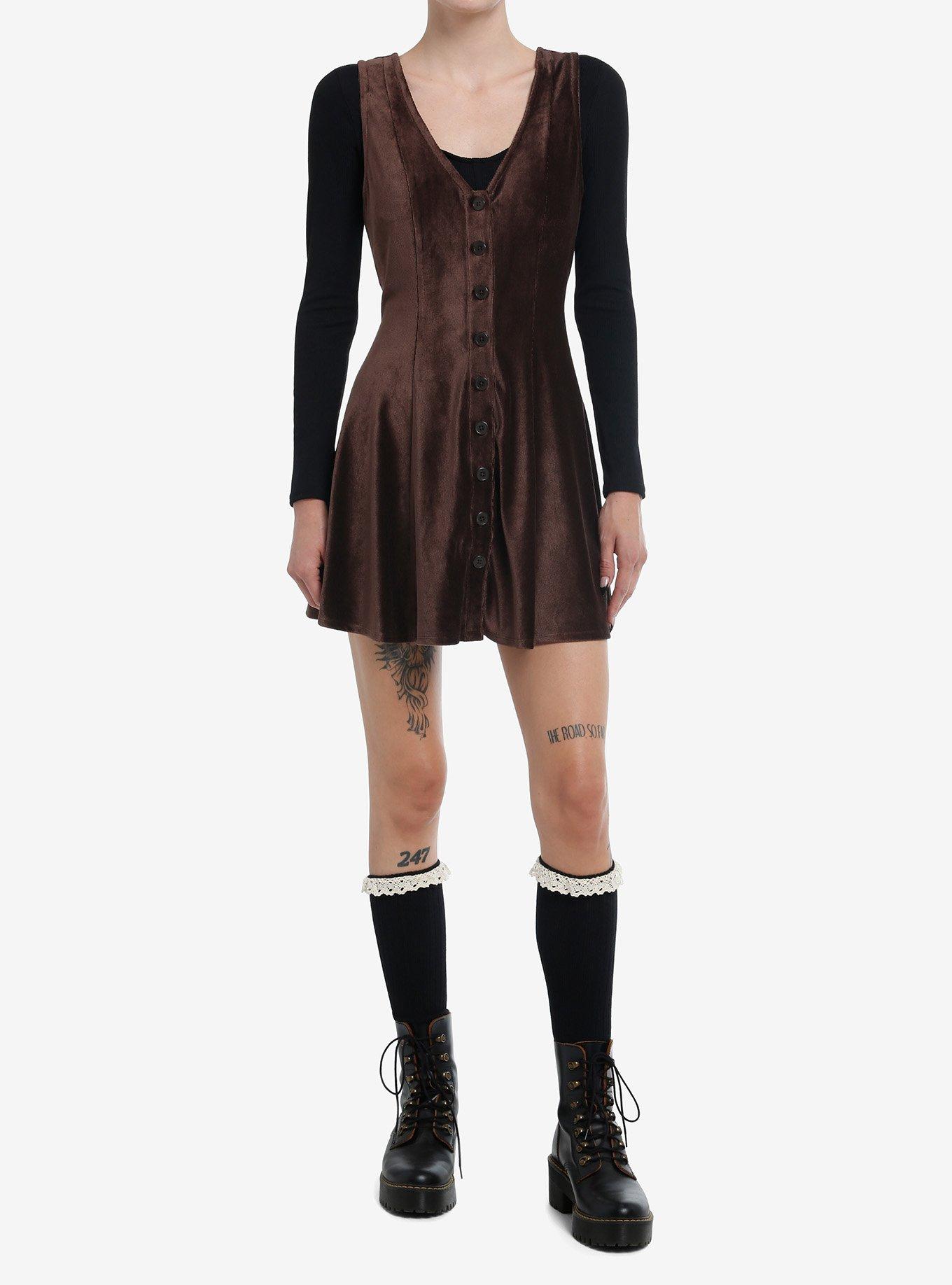 Thorn & Fable Brown Corduroy Tank Dress, , hi-res