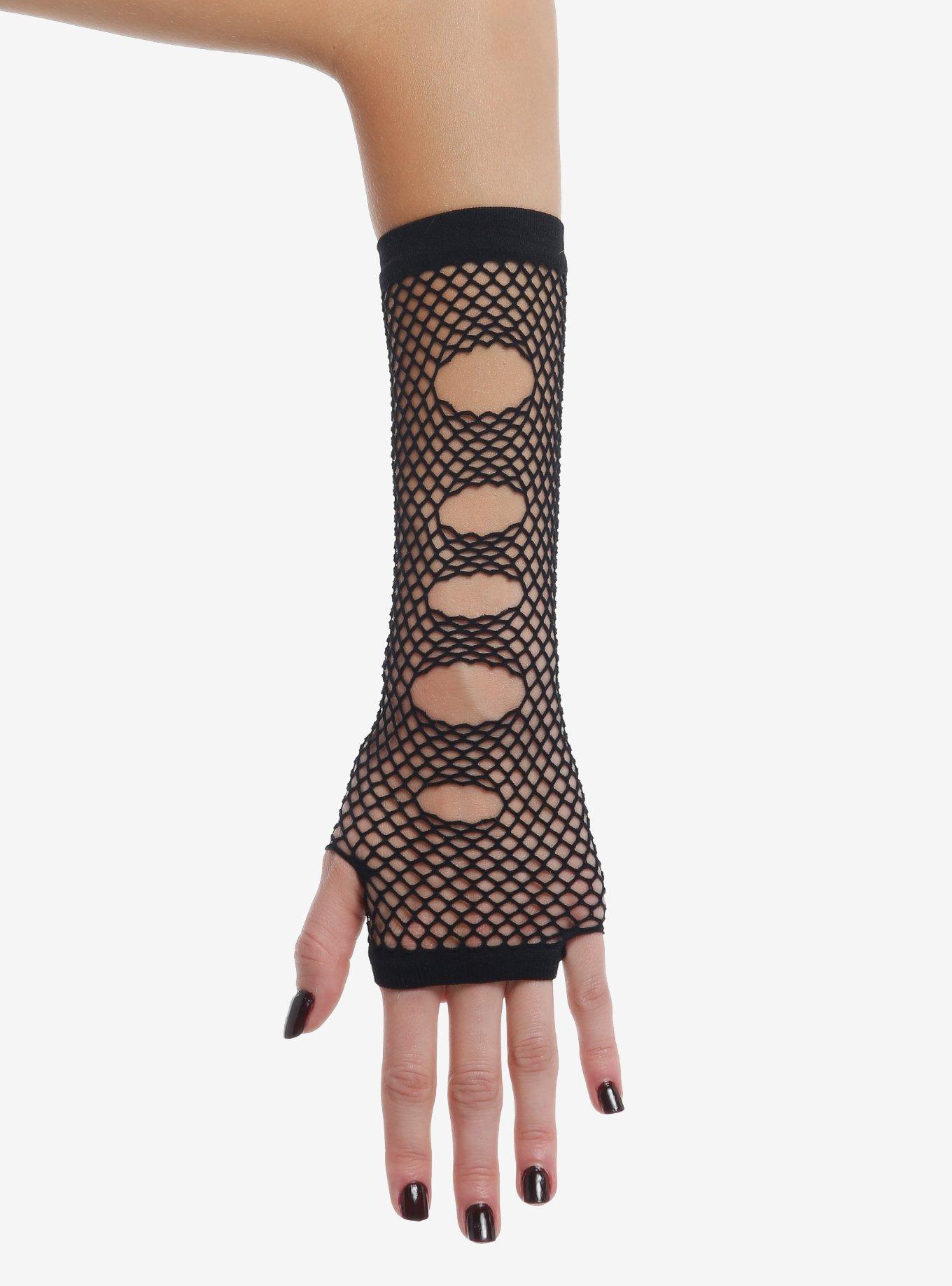 Cutout Fishnet Arm Warmers, , hi-res