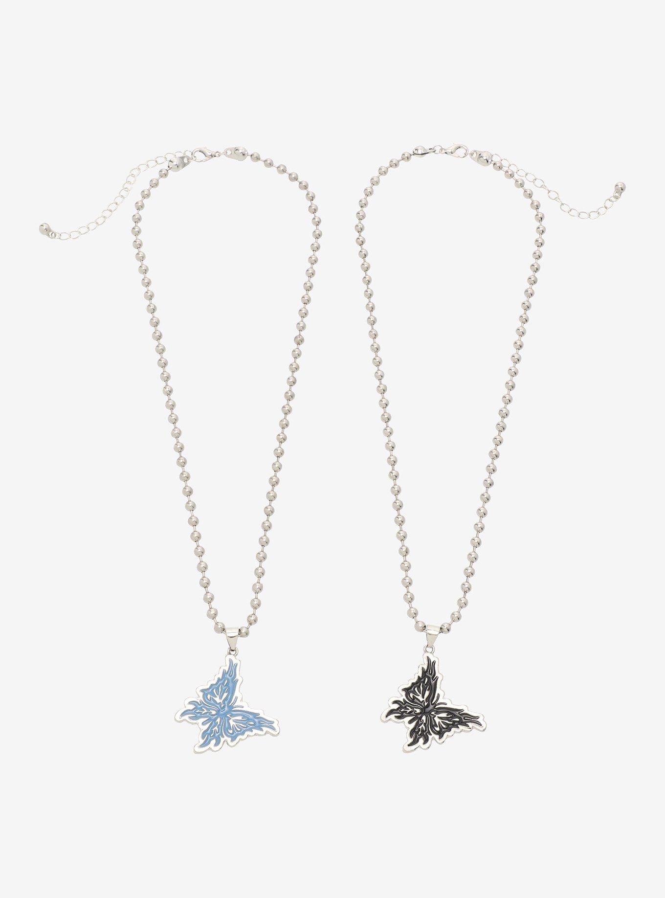 Social Collision Metal Butterfly Best Friend Necklace Set, , hi-res