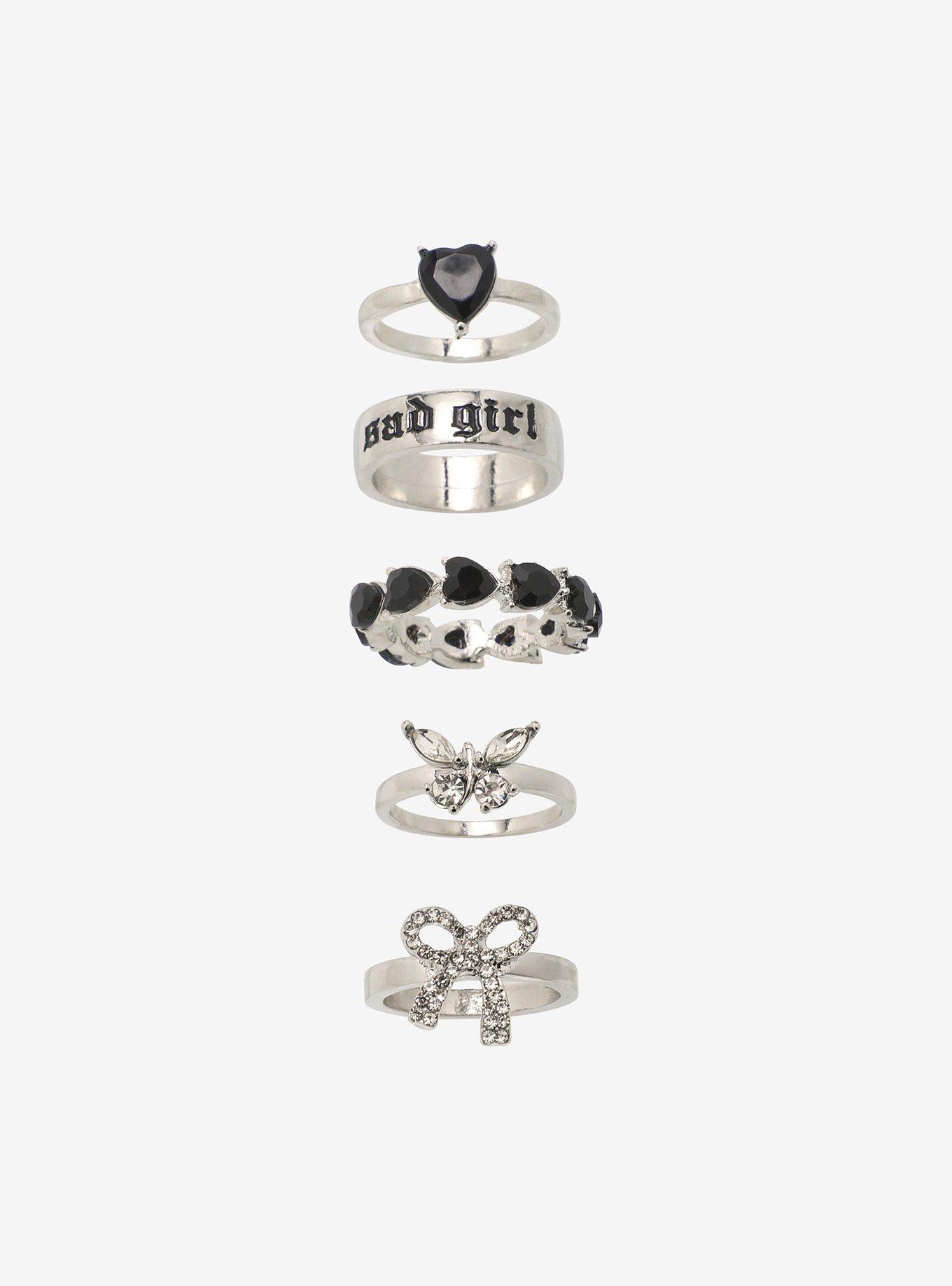 Sweet Society Sad Girl Heart Ring Set, , alternate
