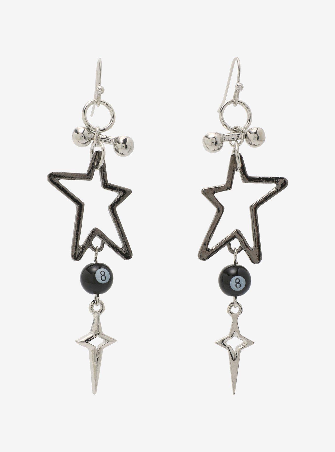 Social Collision Star Pendant 8 Ball Earrings, , hi-res