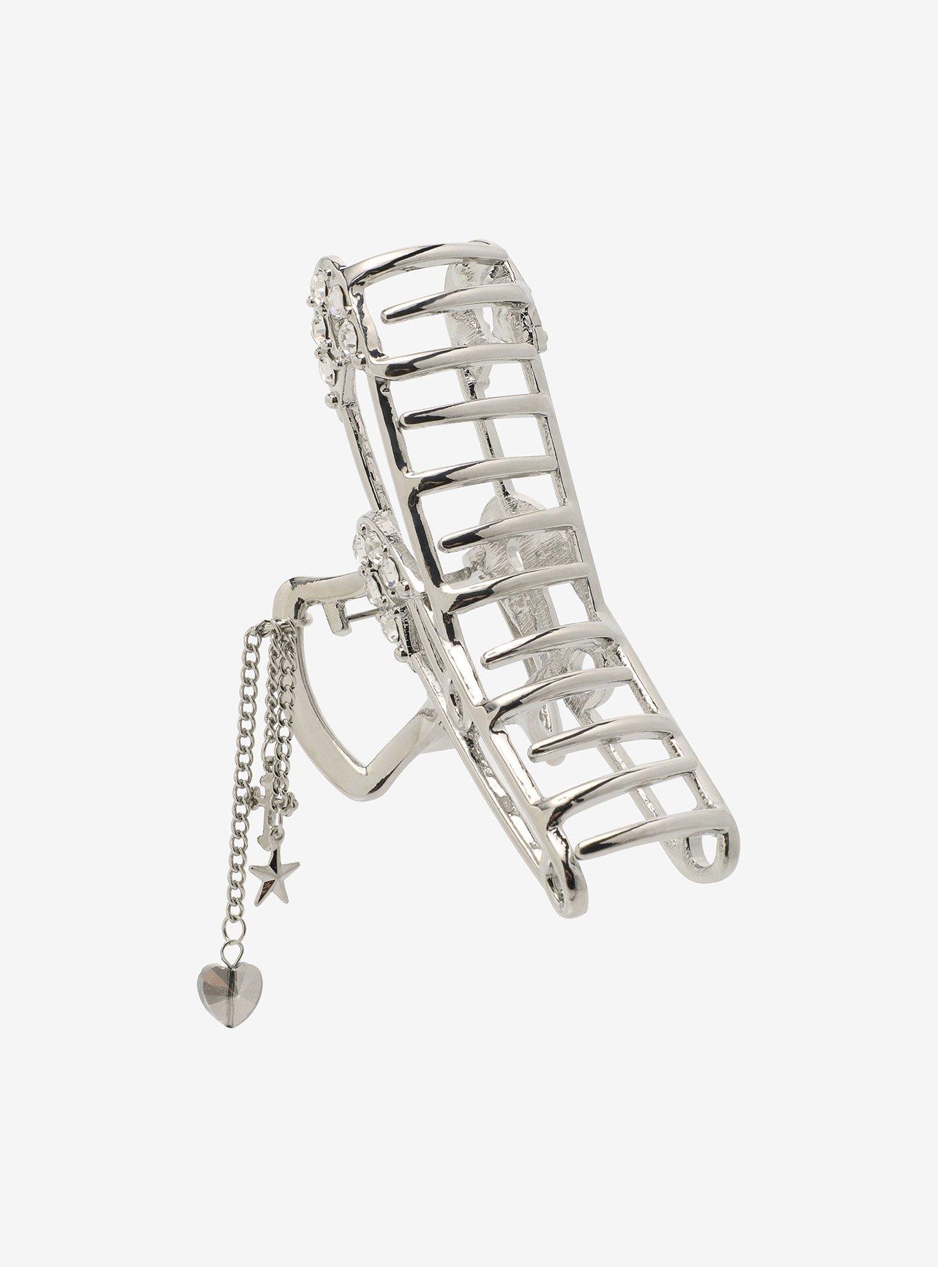 Social Collision Safety Pin Charm Claw Hair Clip, , alternate