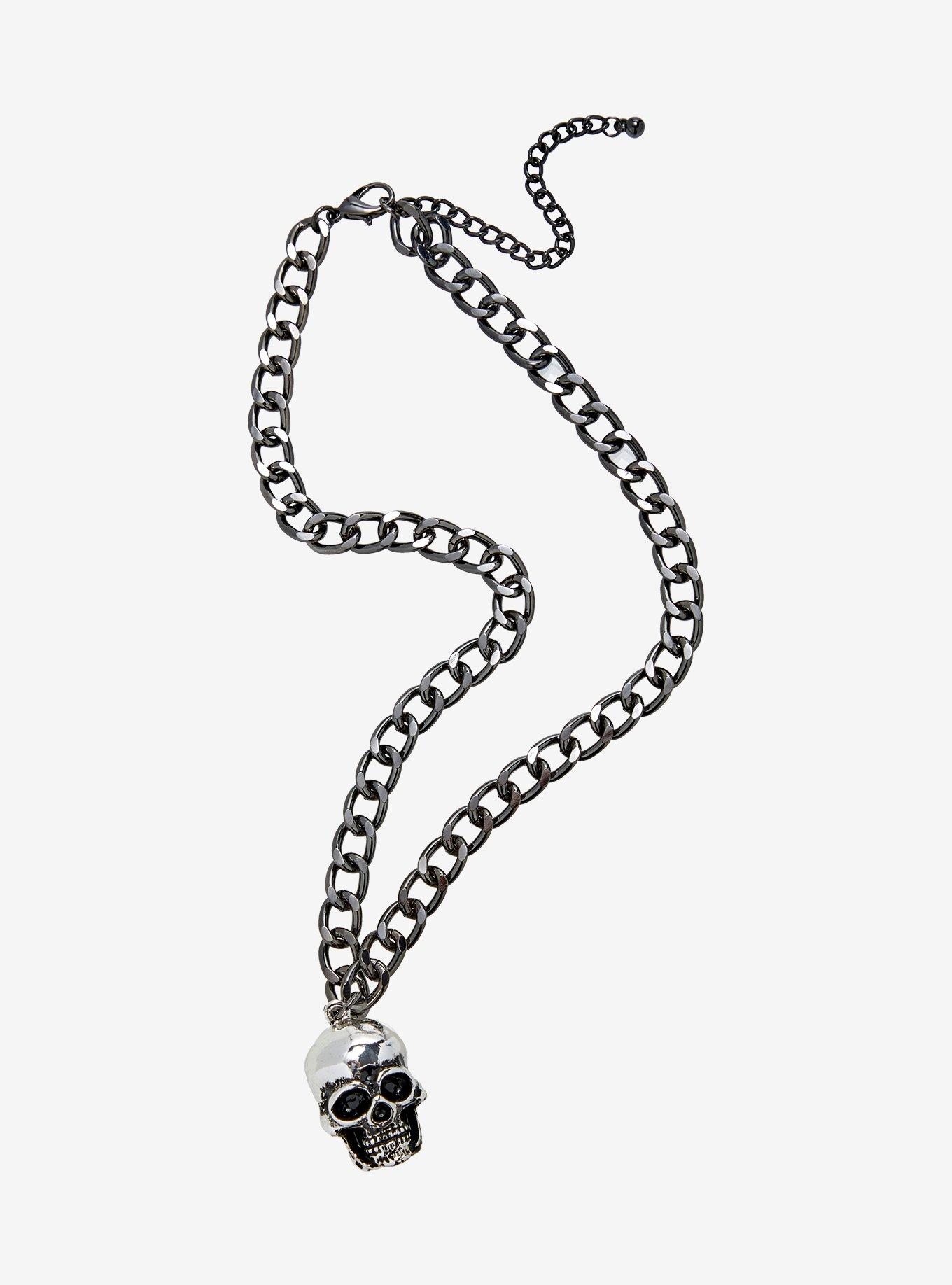 Social Collision Skull Pendant Chain Necklace, , hi-res