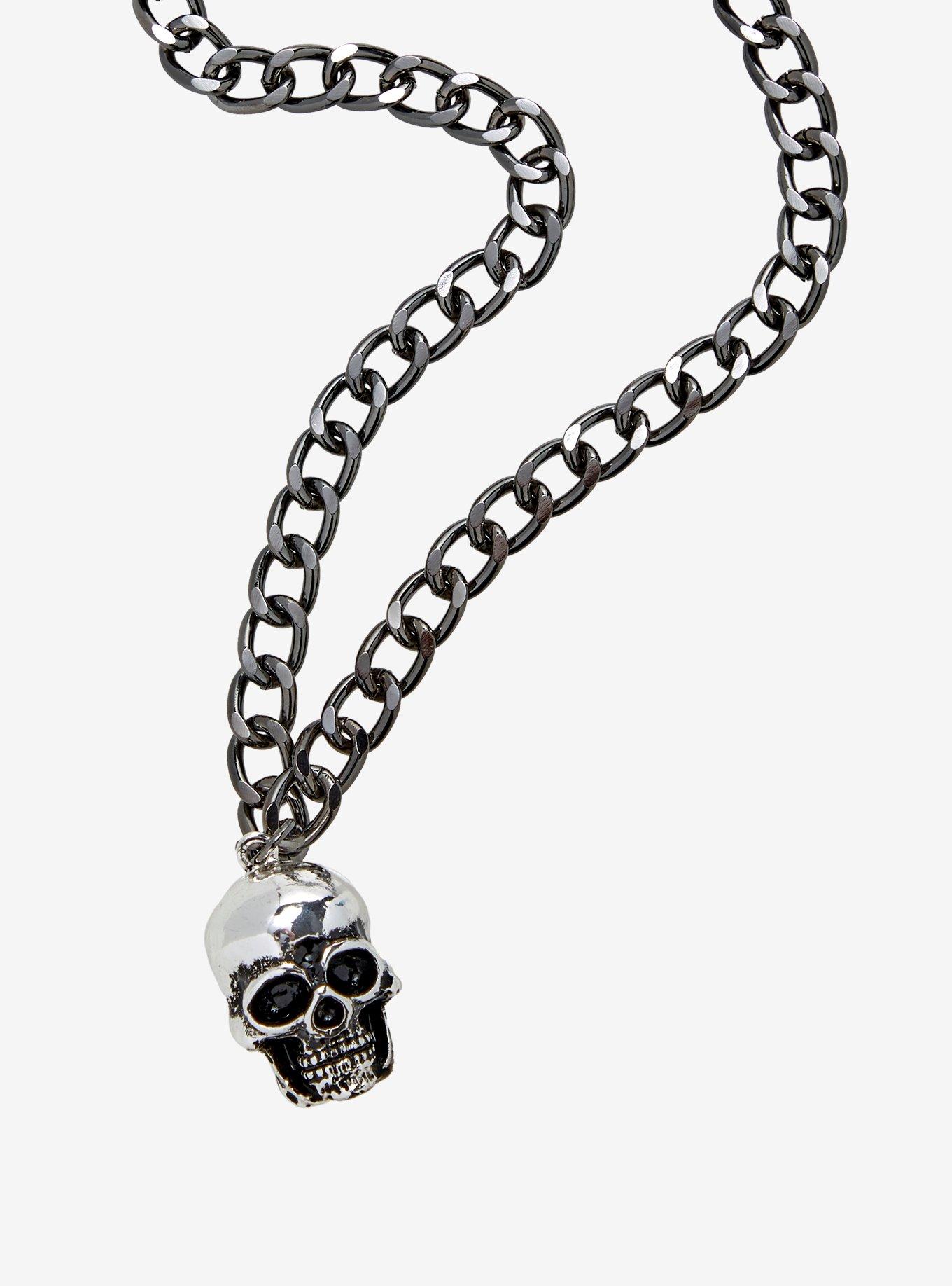 Social Collision Skull Pendant Chain Necklace, , alternate