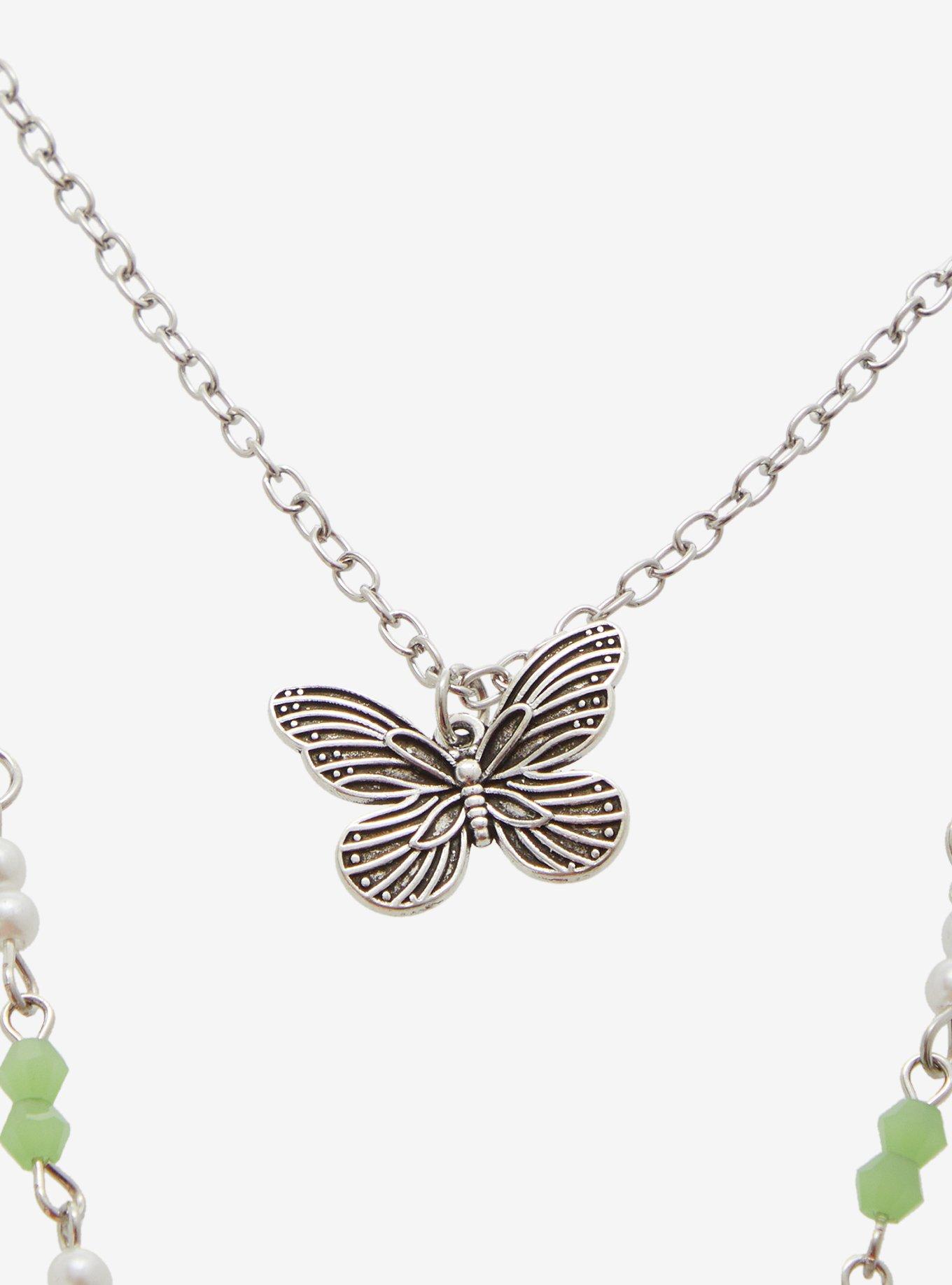 Thorn & Fable Butterfly Flower Layered Necklace